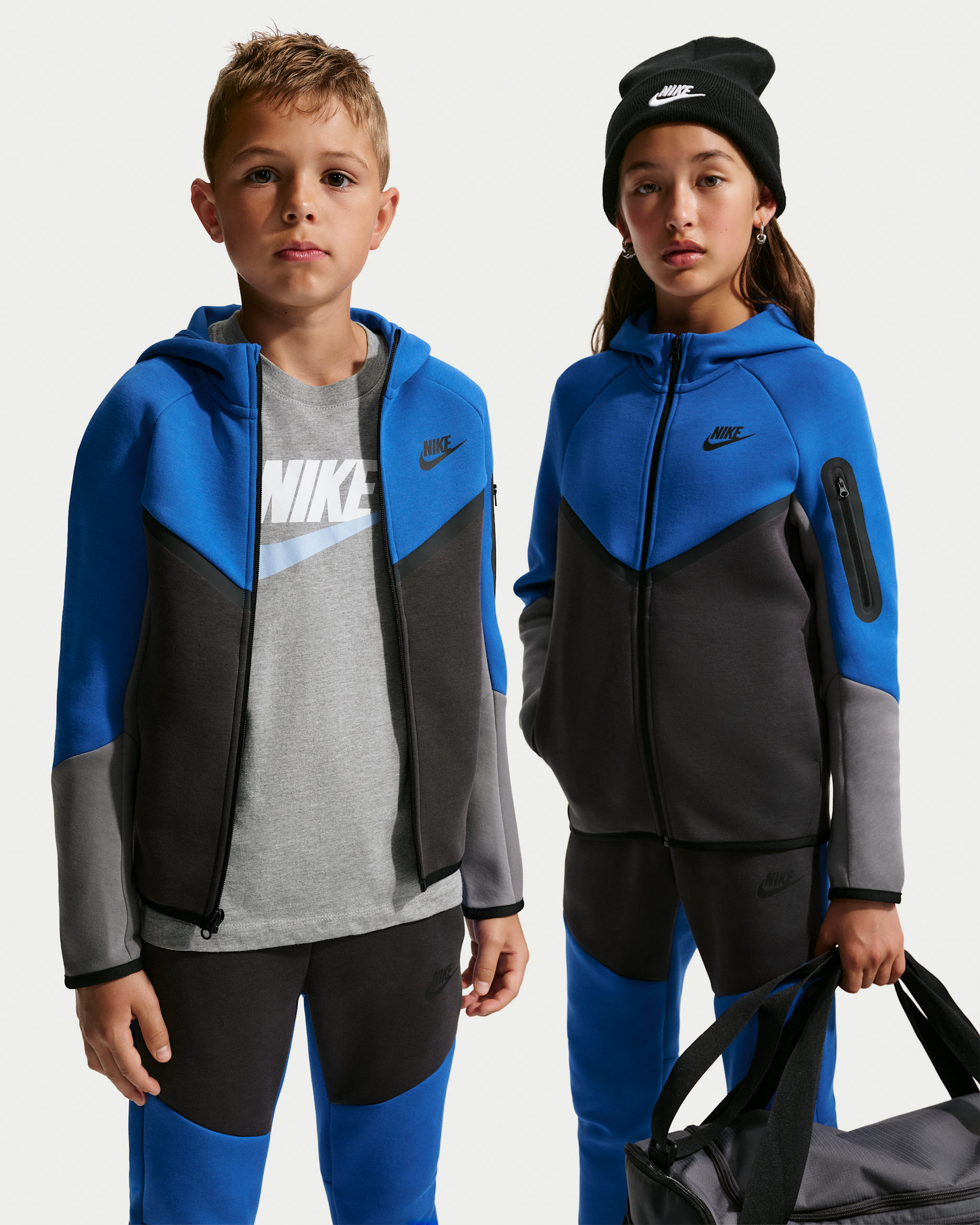 Sweat à capuche et zip Nike Sportswear Tech Fleece pour ado - Game Royal/Anthracite/Smoke Grey/Noir