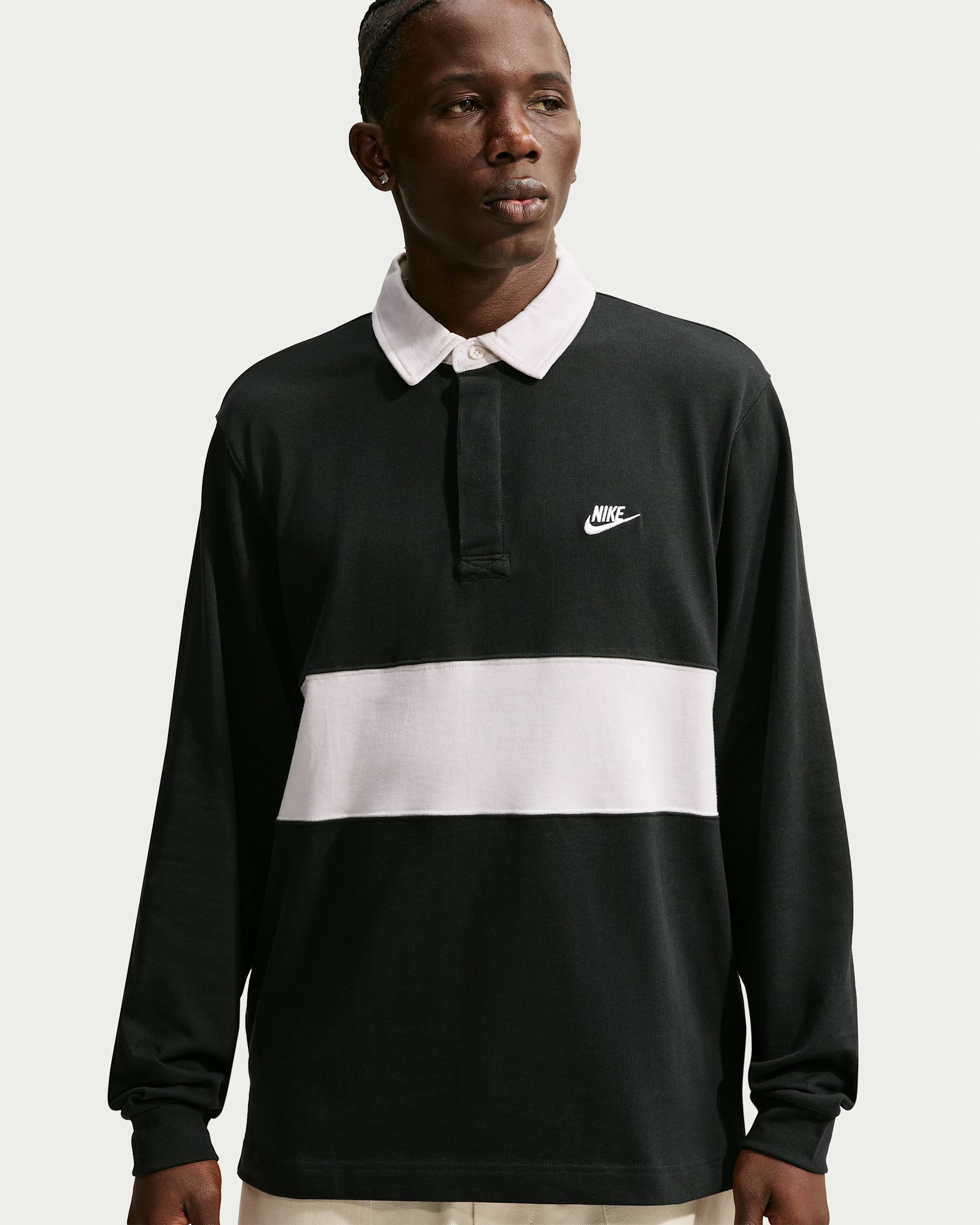 Nike Sportswear Club Men's Long-Sleeve Rugby Top - Black/Phantom/Phantom/Phantom