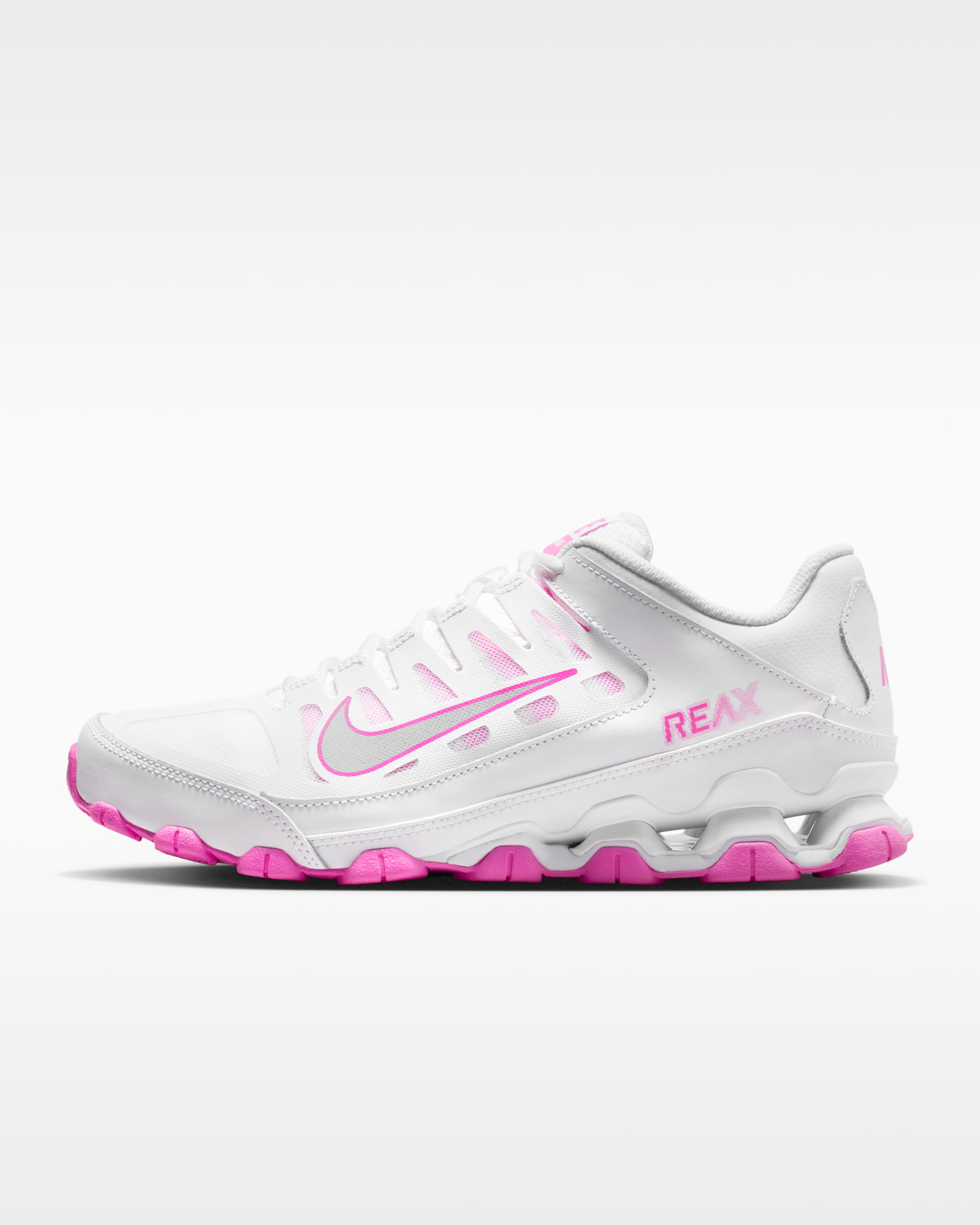 Nike Reax 8 TR Women's Workout Shoes - White/Playful Pink/Metallic Silver