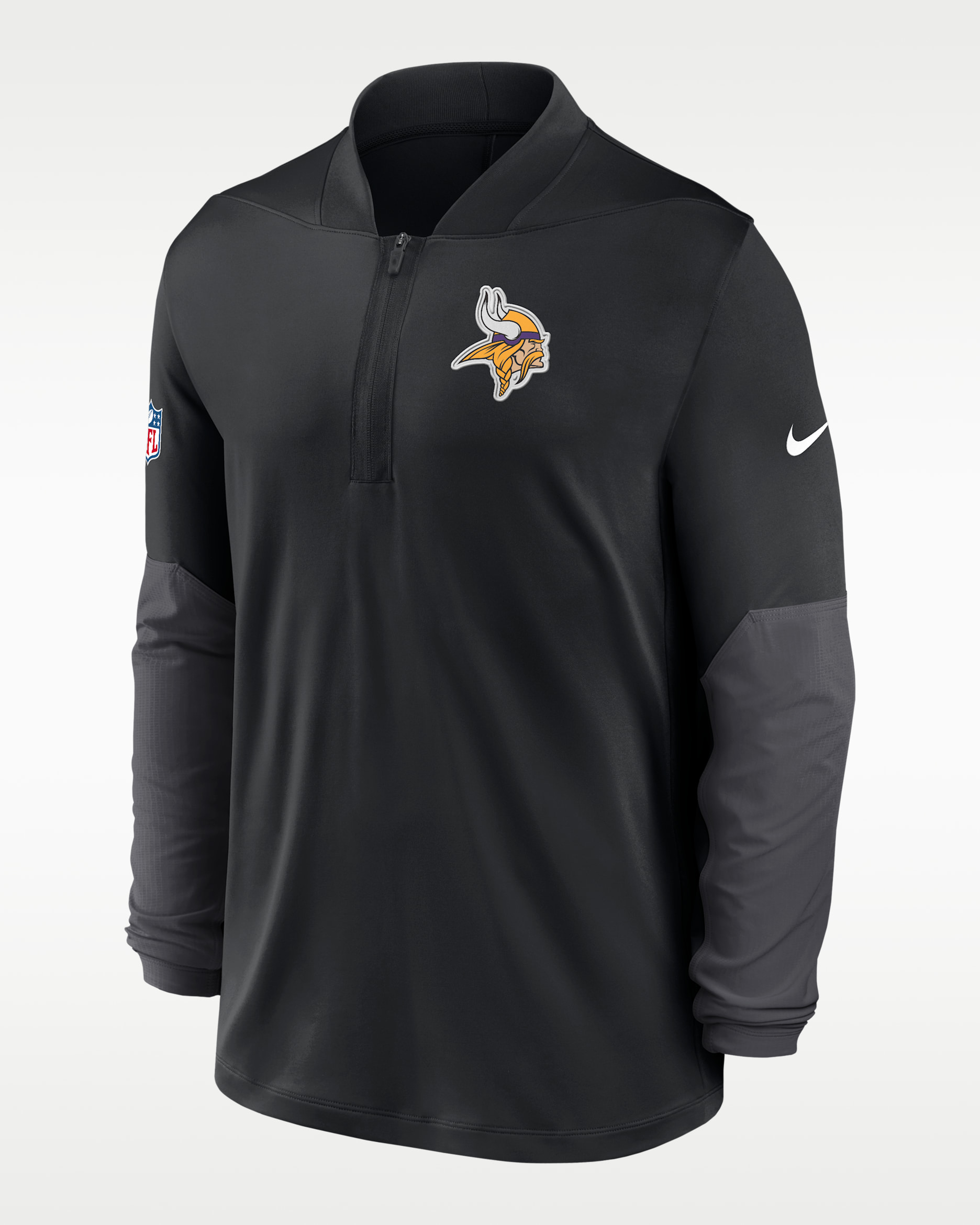 Playera Nike Dri-FIT de la NFL de medio cierre para hombre Minnesota Vikings Feel the Pressure - Negro