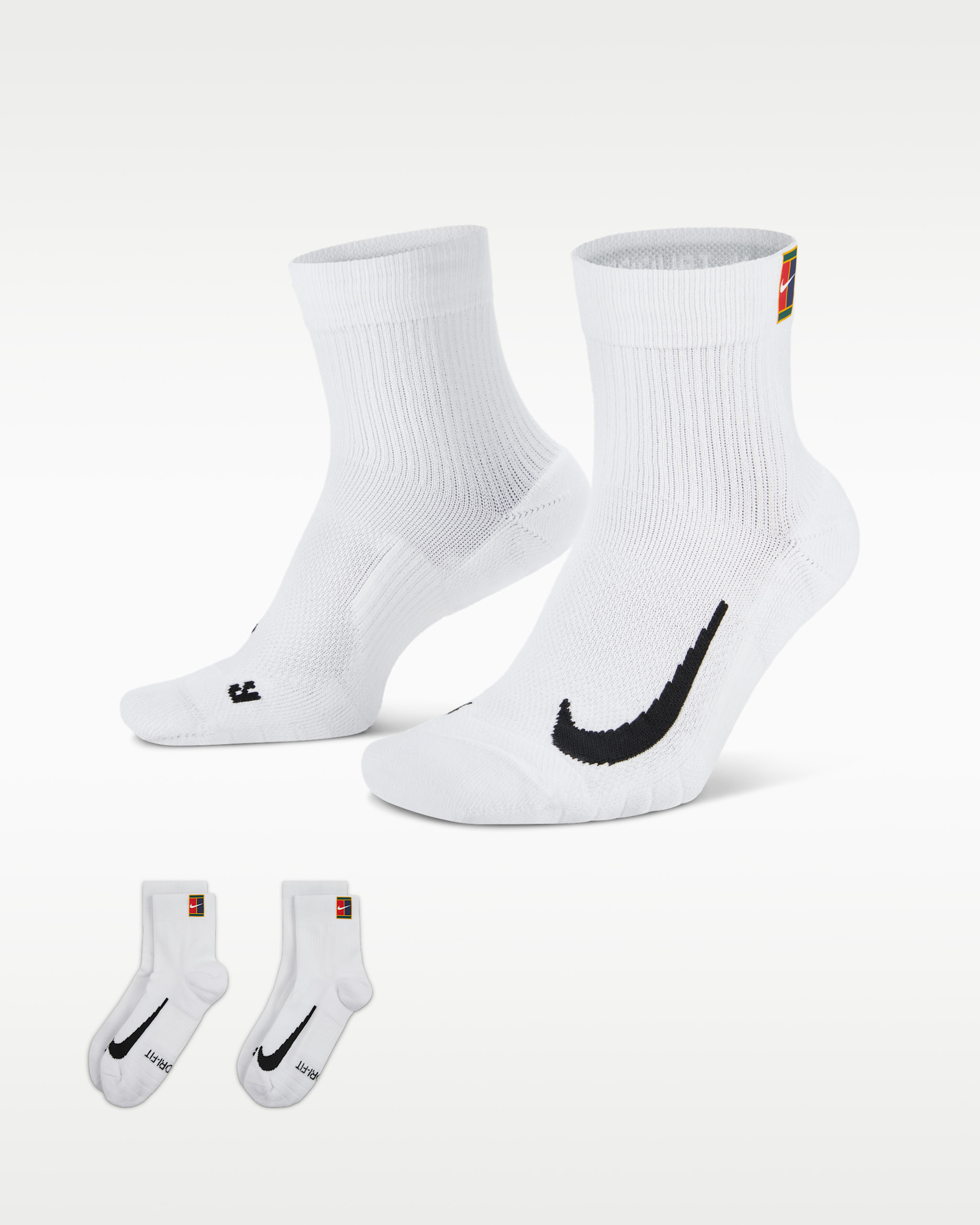 NikeCourt Multiplier Max Tennis Ankle Socks (2 Pairs) - White/White