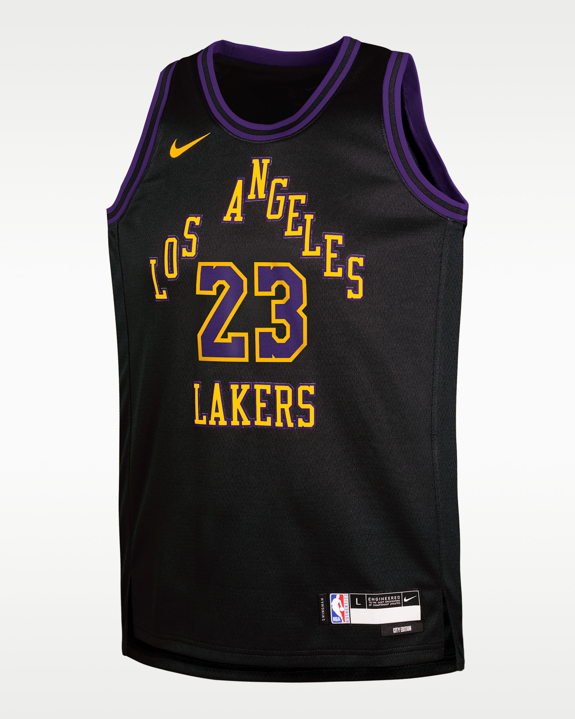 Maillot Nike NBA Swingman Luka Dončić Los Angeles Lakers City Edition pour ado - Noir/Blanc