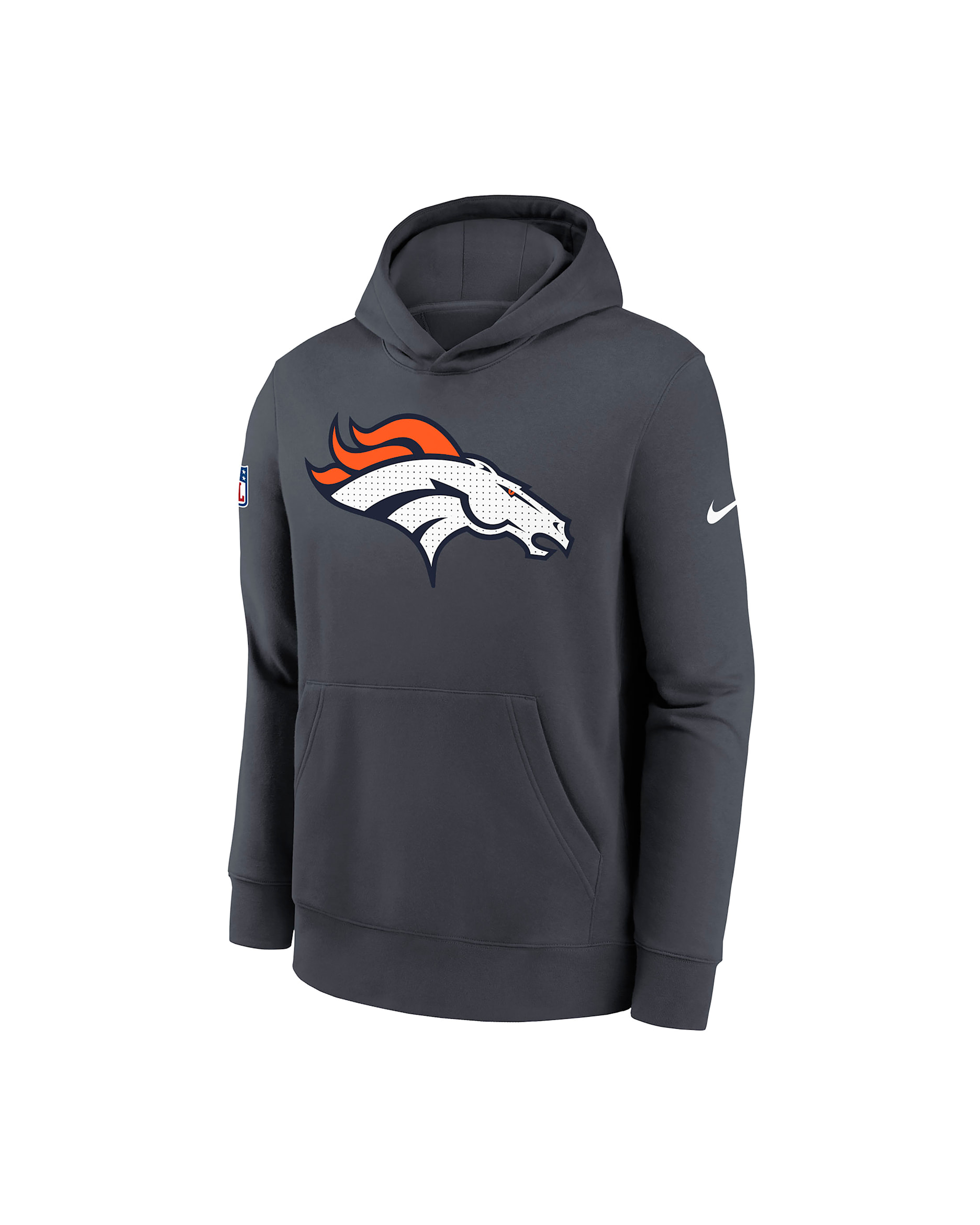 Denver Broncos Sideline Club Big Kids' Nike NFL Pullover Hoodie - Grey Heather