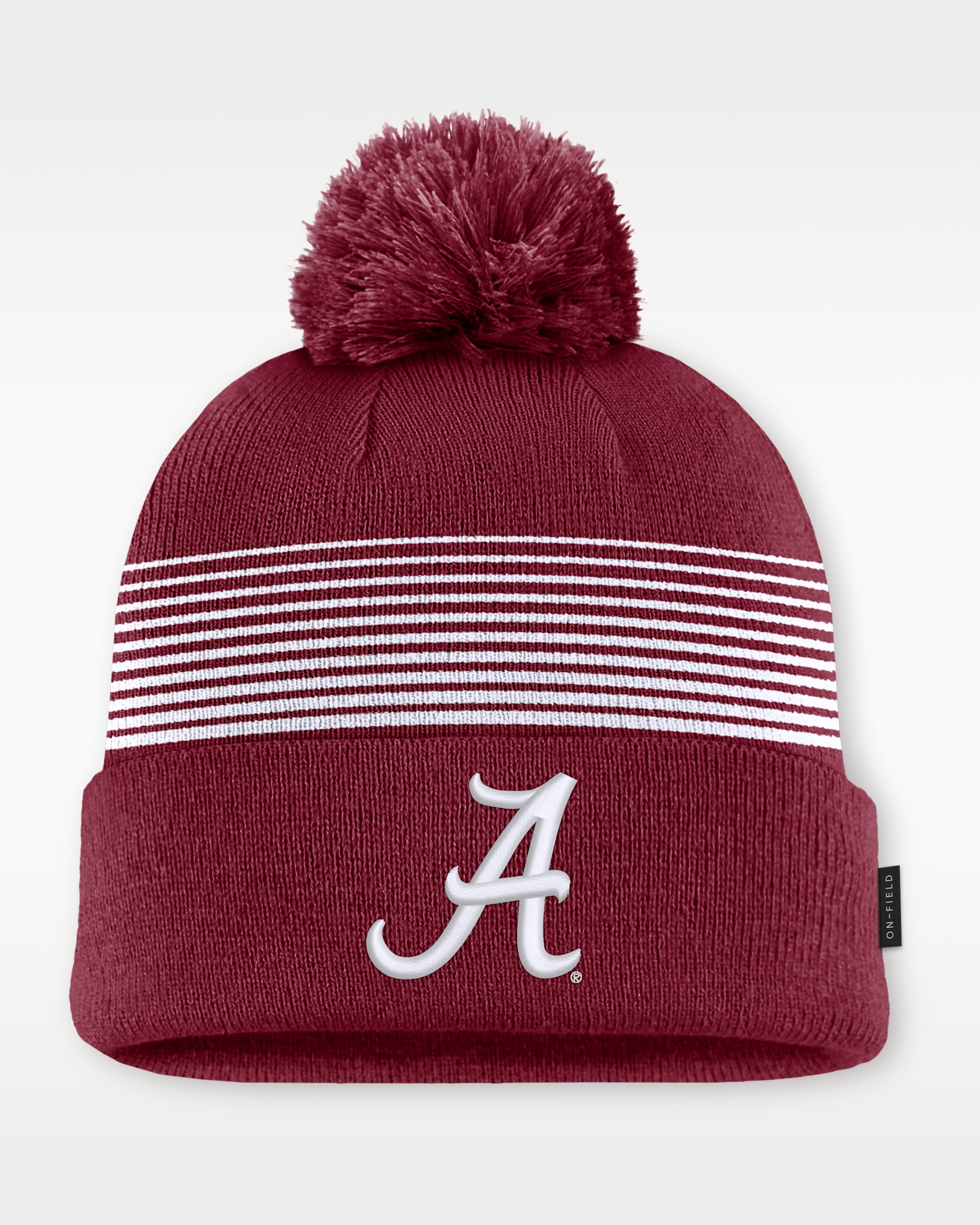 Gorro con dobladillo y pompón universitario Nike para hombre Alabama Sideline Peak - Carmesí team/Blanco