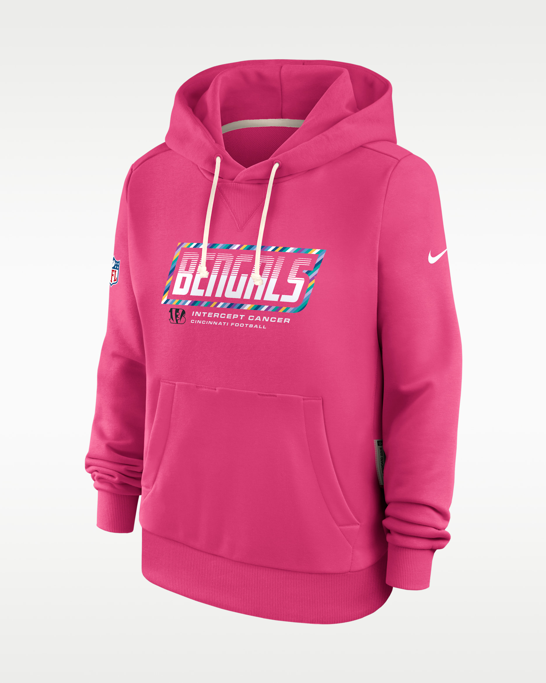 Cincinnati Bengals Crucial Catch Standard Issue Women's Nike Dri-FIT NFL Pullover Hoodie - Pink