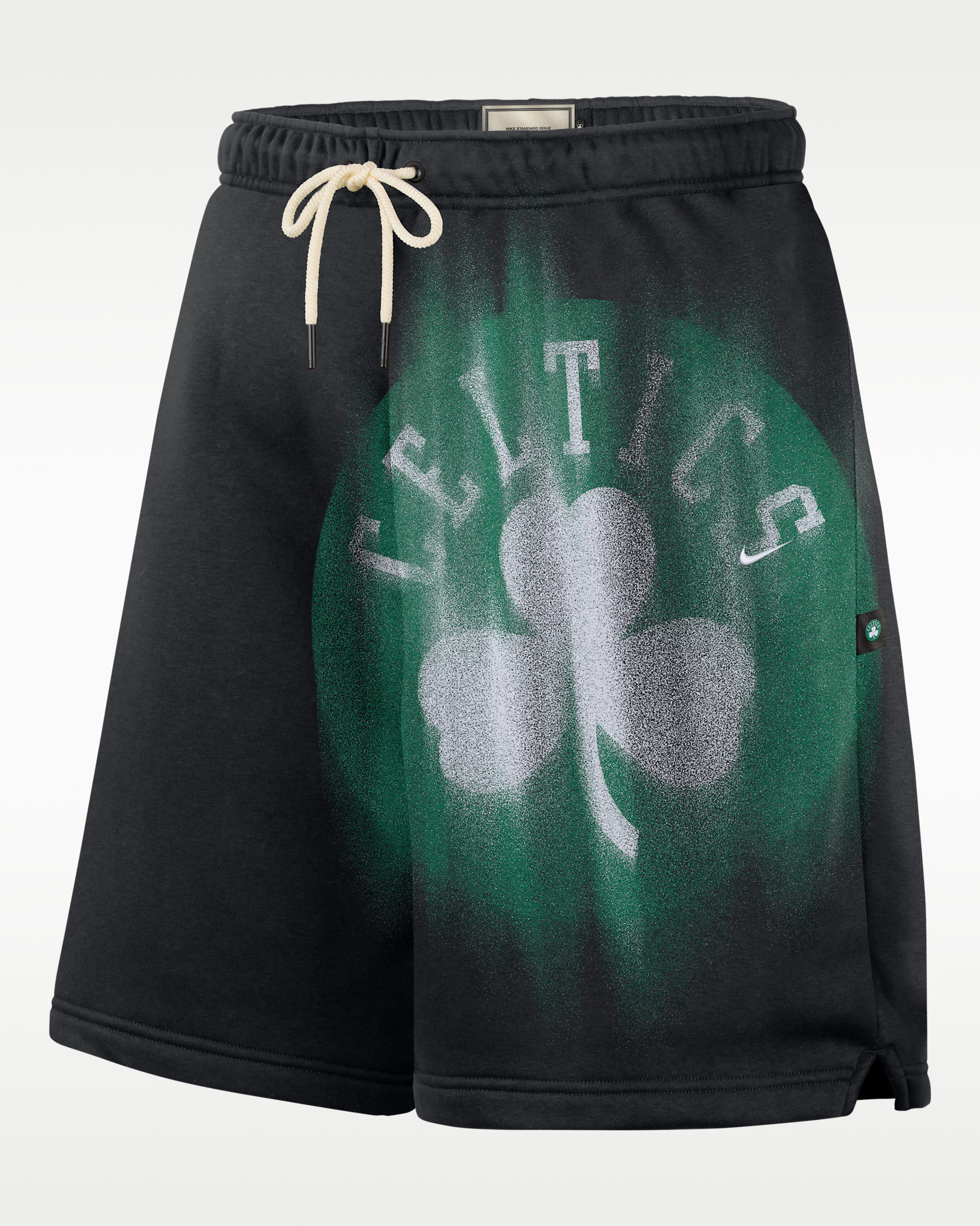 Boston Celtics Standard Issue Nike Men's Fleece Basketball Shorts - Black/White