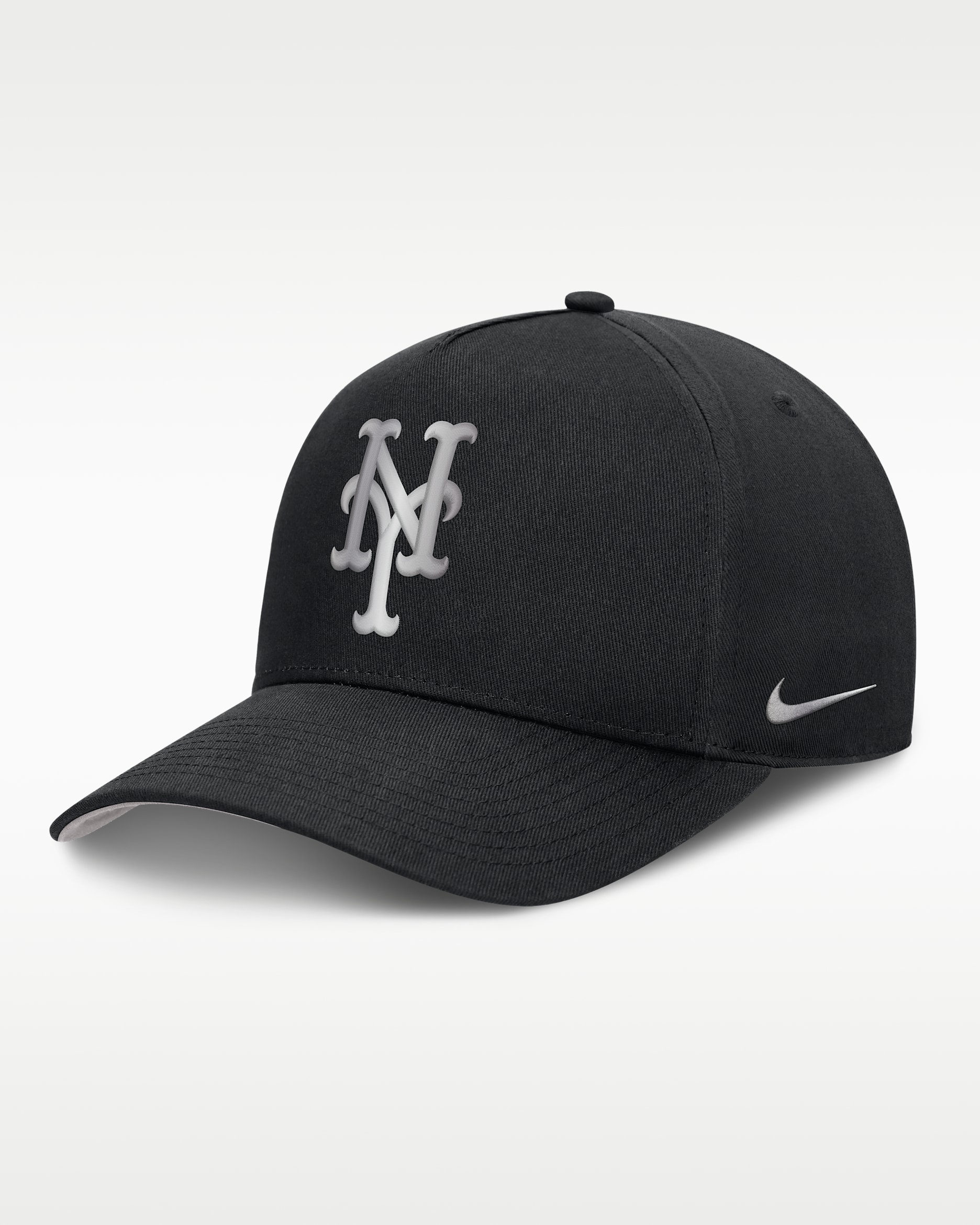 New York Mets Rise Men's Nike Dri-FIT MLB A-Frame Trucker Adjustable Hat - Black/Grey