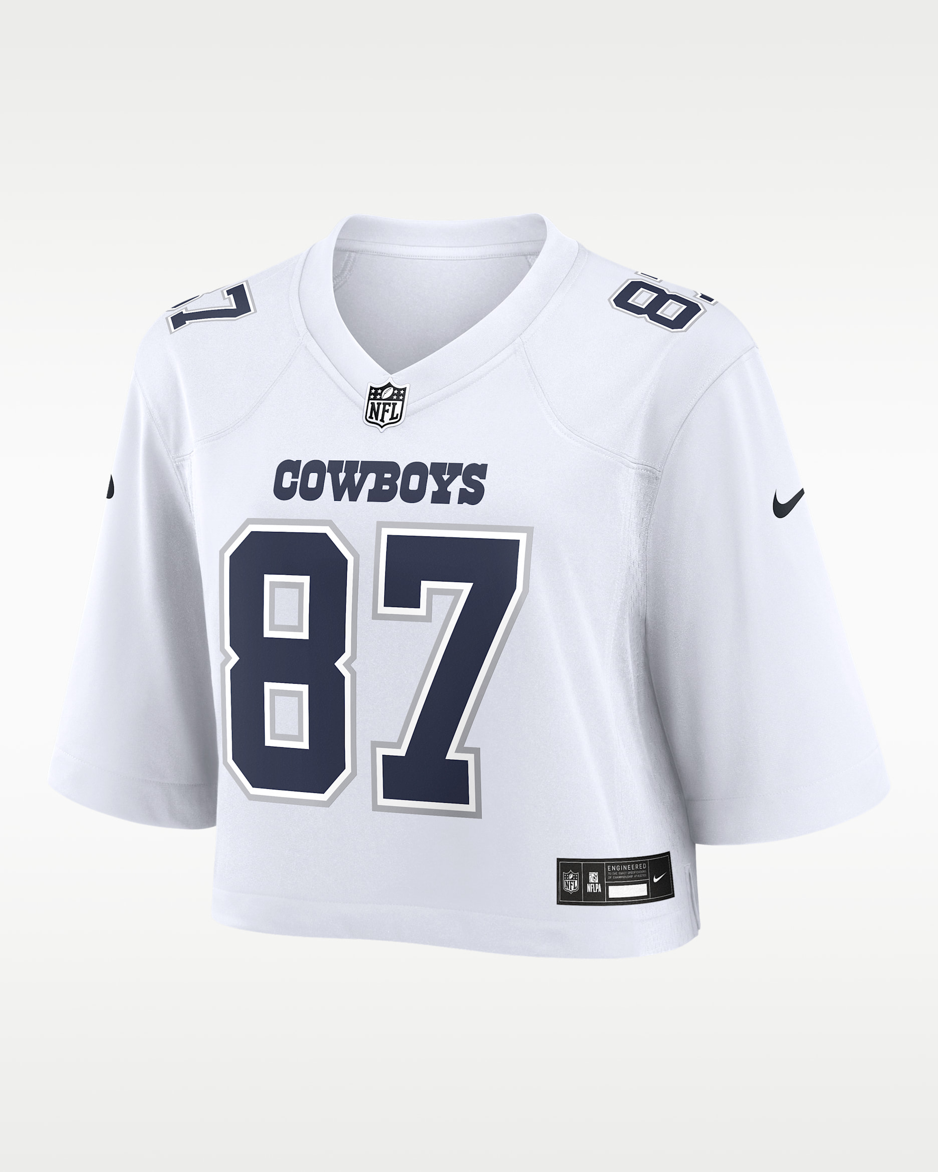 Jake Ferguson Dallas Cowboys Women's Nike NFL Cropped Tundra Game Jersey - White