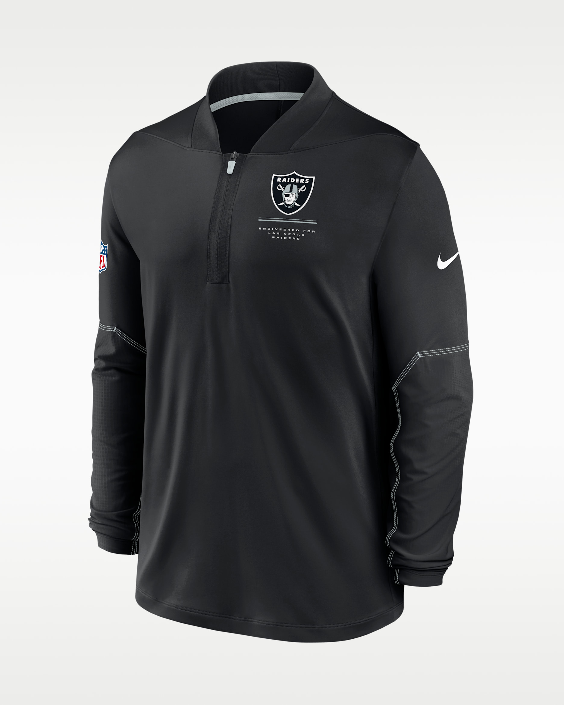 Playera Nike Dri-FIT de la NFL de medio cierre para hombre Las Vegas Raiders Sideline - Negro