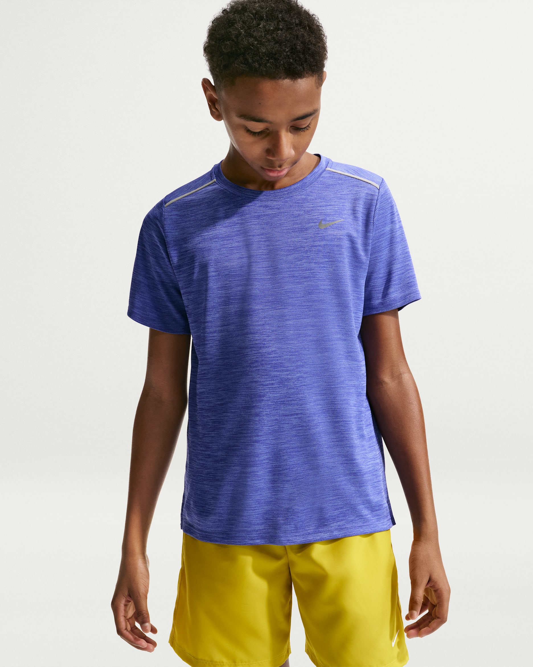 ナイキ マイラー ジュニア Dri-FIT ショートスリーブ トップ - ラピス/ロイヤルパルス/ヘザー