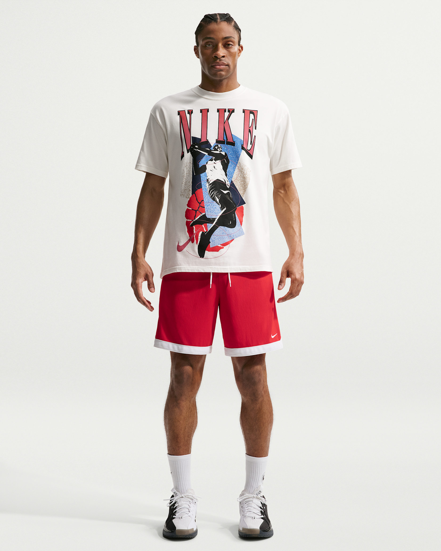 Nike DNA Academy Dri-FIT basketshorts til herre (20 cm) - University Red/Hvit/Hvit/Hvit