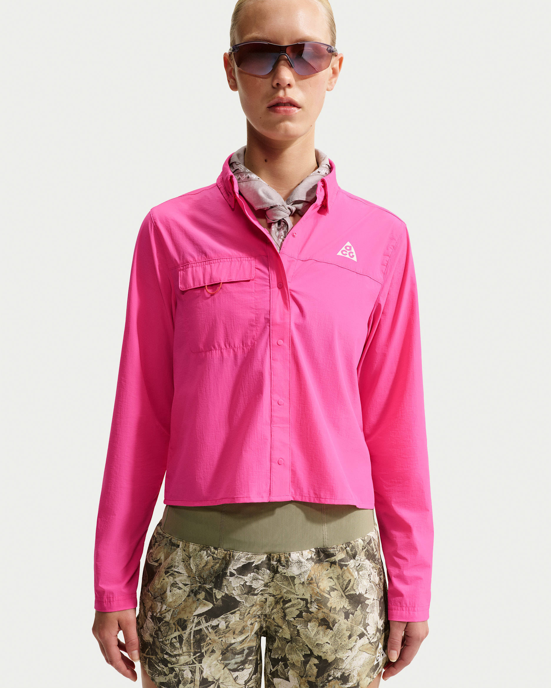 ACG "Aireez" Women's Button-Up Long-Sleeve Trail Running Top - Desert Pink/Summit White