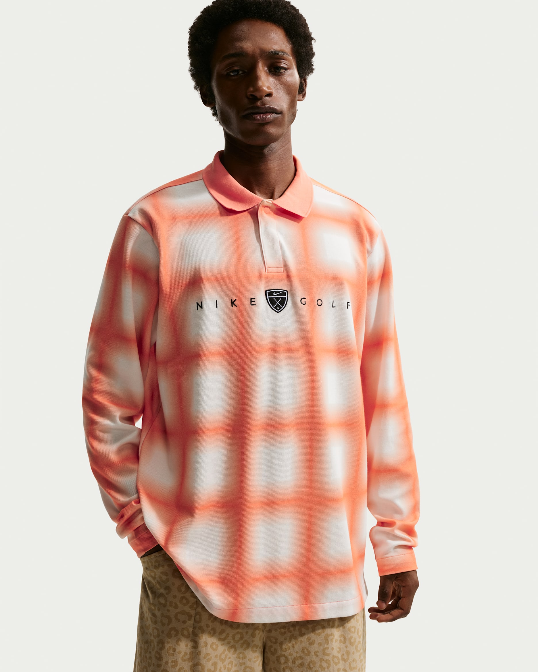 Nike Fairway Fresh Men's Dri-FIT Long-Sleeve Loose-Fit Golf Polo - Orange Frost/Orange Frost