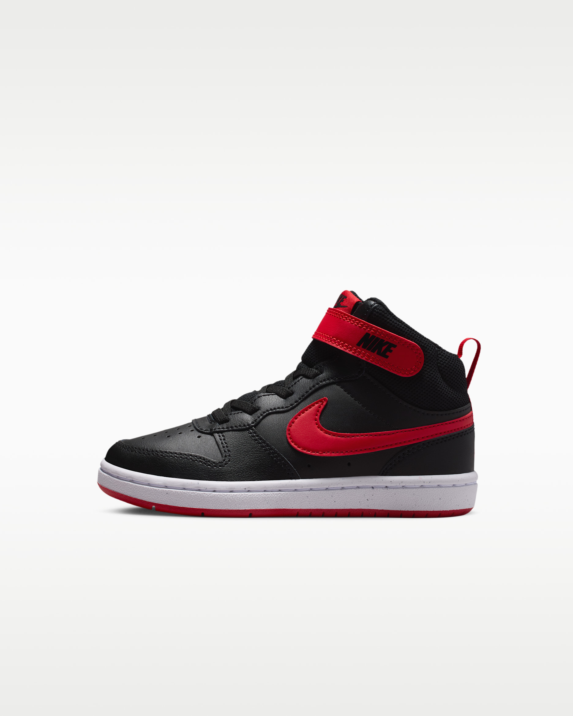 Nike Court Borough Mid 2 Younger Kids' Shoes - Black/White/University Red