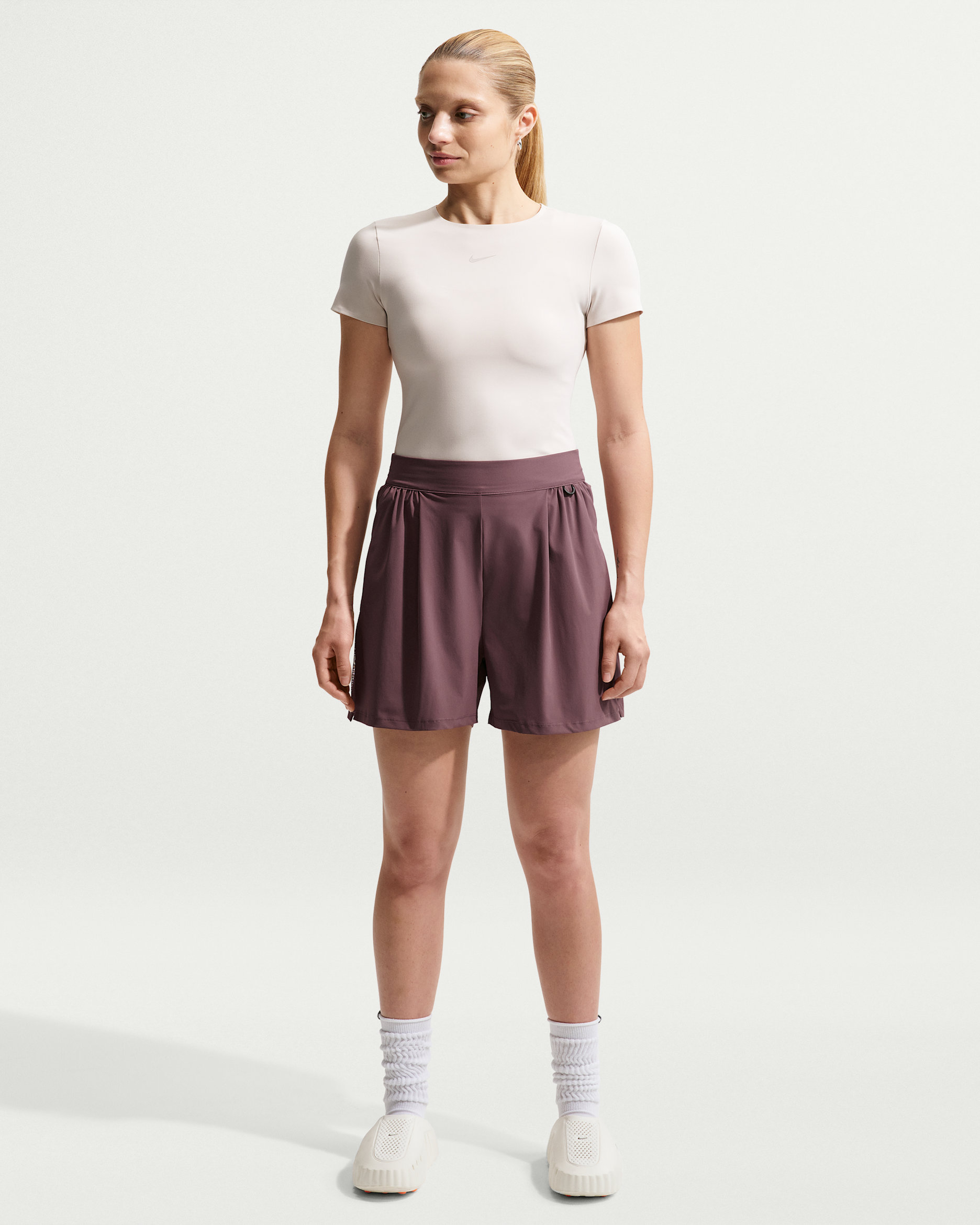 Nike 24.7 PerfectStretch Women's Dri-FIT High-Waisted Shorts - Tattoo/Tattoo/Burgundy Crush