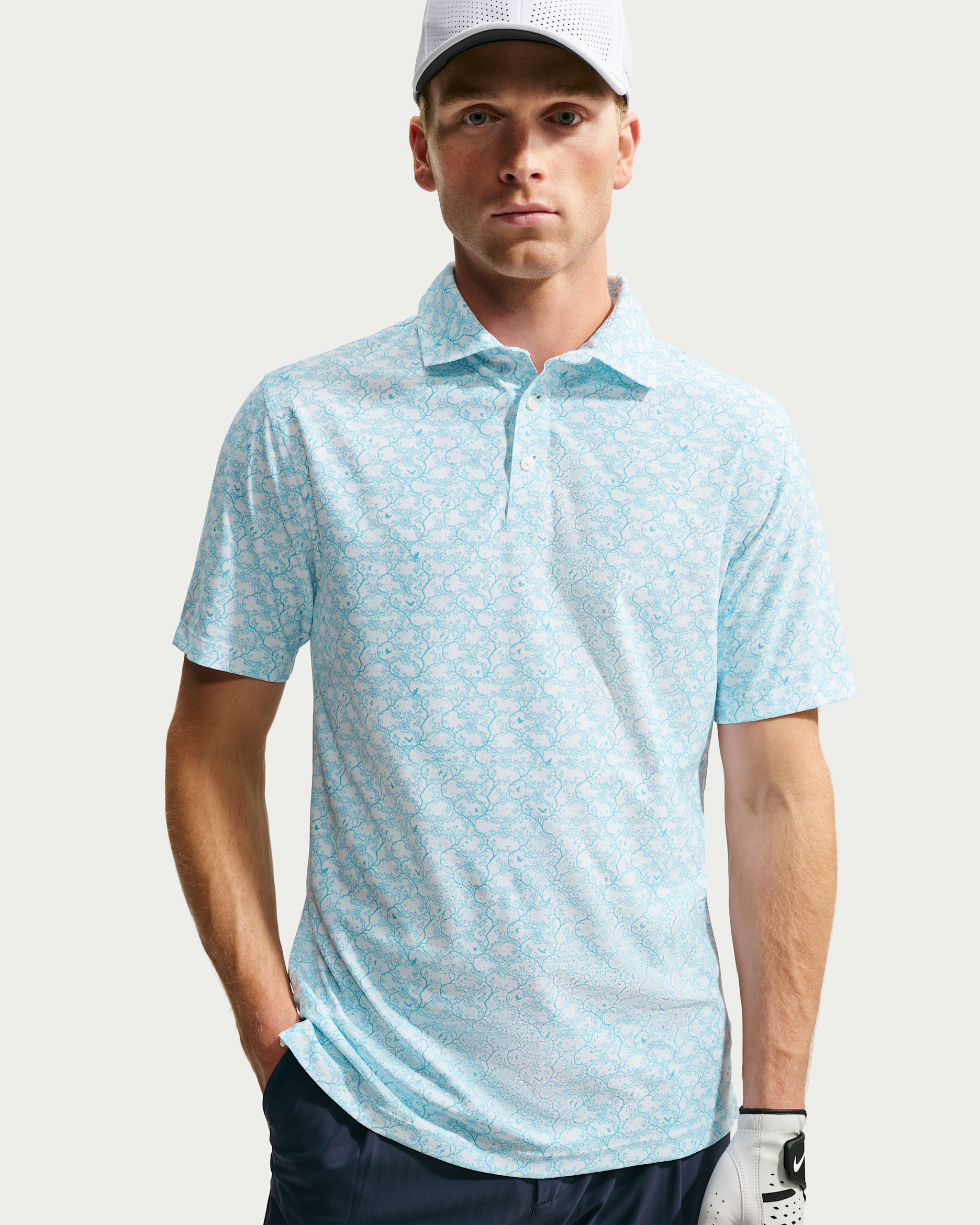 Nike Tailored Performance Men's Microprint Golf Polo - Baltic Blue/Summit White