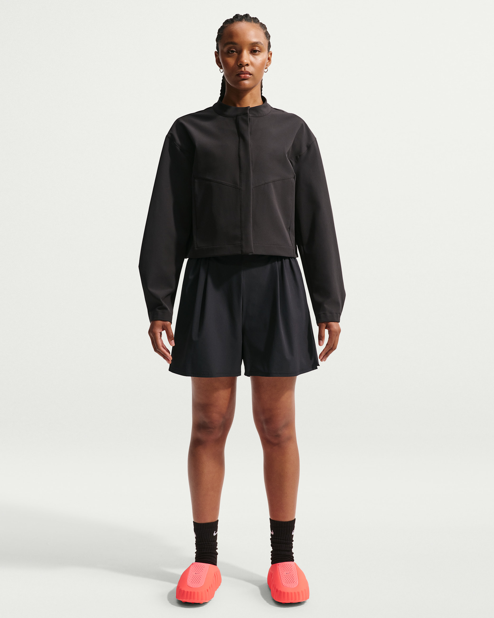 Shorts Dri-FIT de tiro alto para mujer Nike 24.7 PerfectStretch - Negro/Negro/Gris humo oscuro