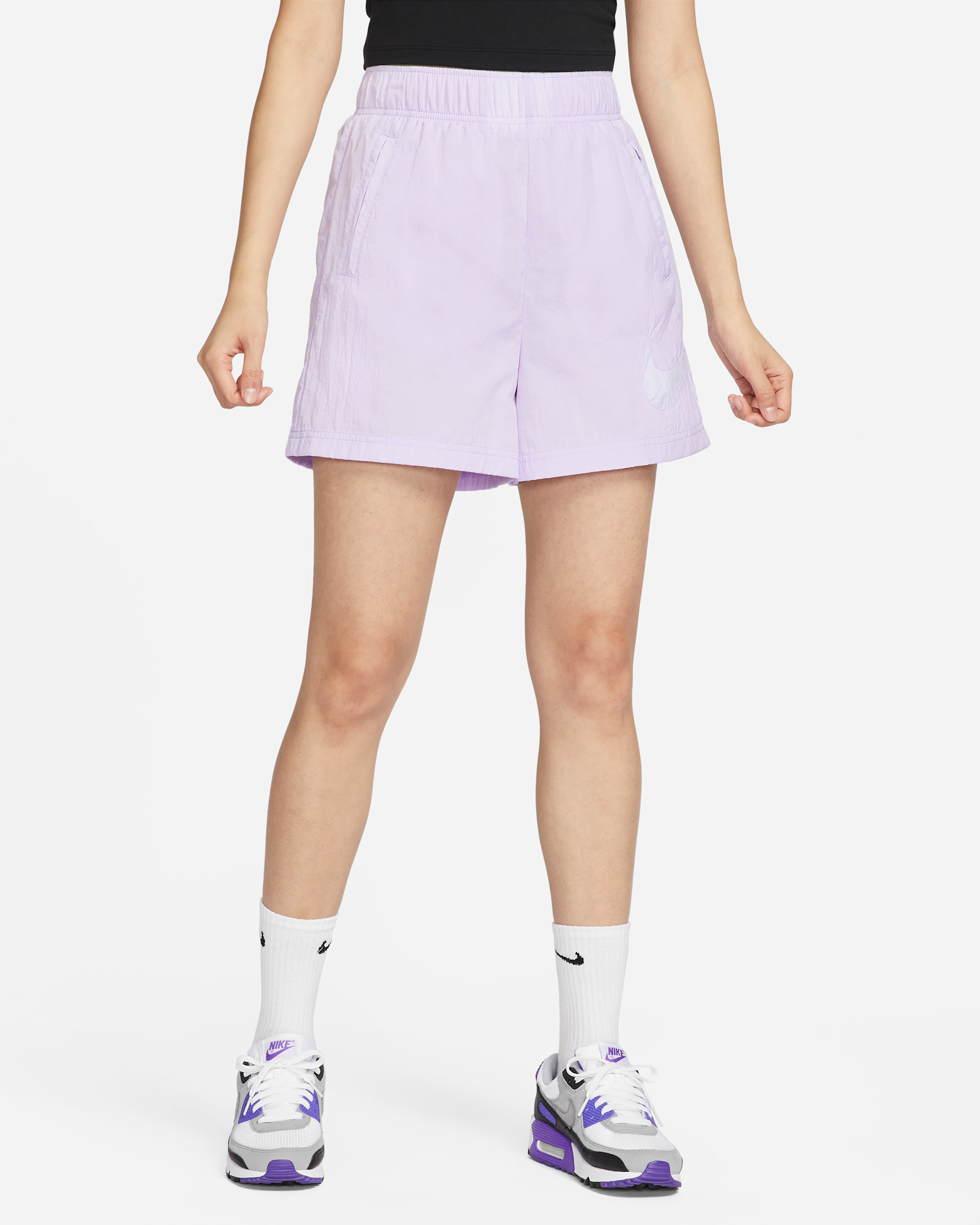 Nike Sportswear Essential Women's High-Rise Woven Shorts - Violet Mist/White