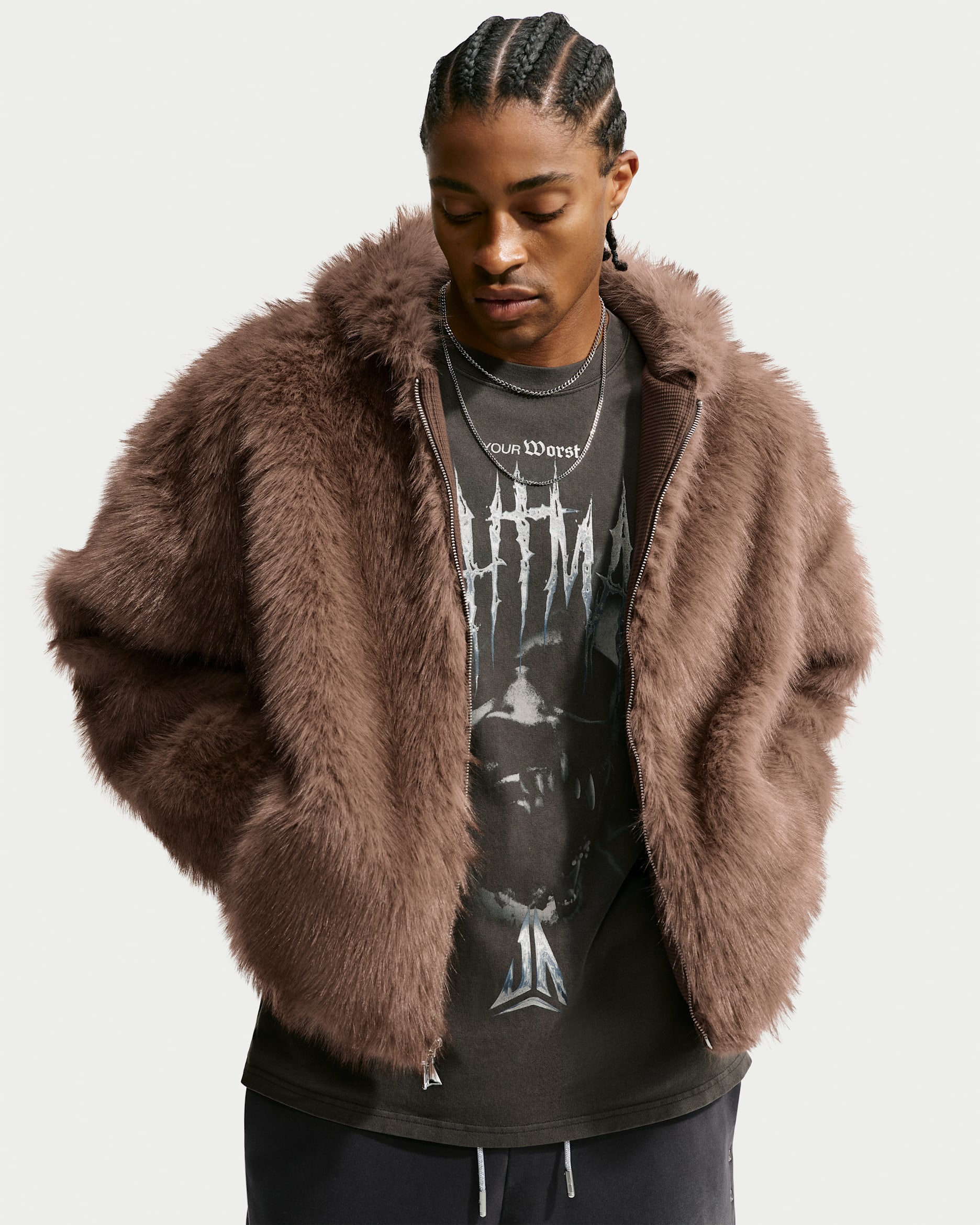 Ja Men's Therma-FIT Basketball Jacket - Mink Brown/Baroque Brown/Ice Silver