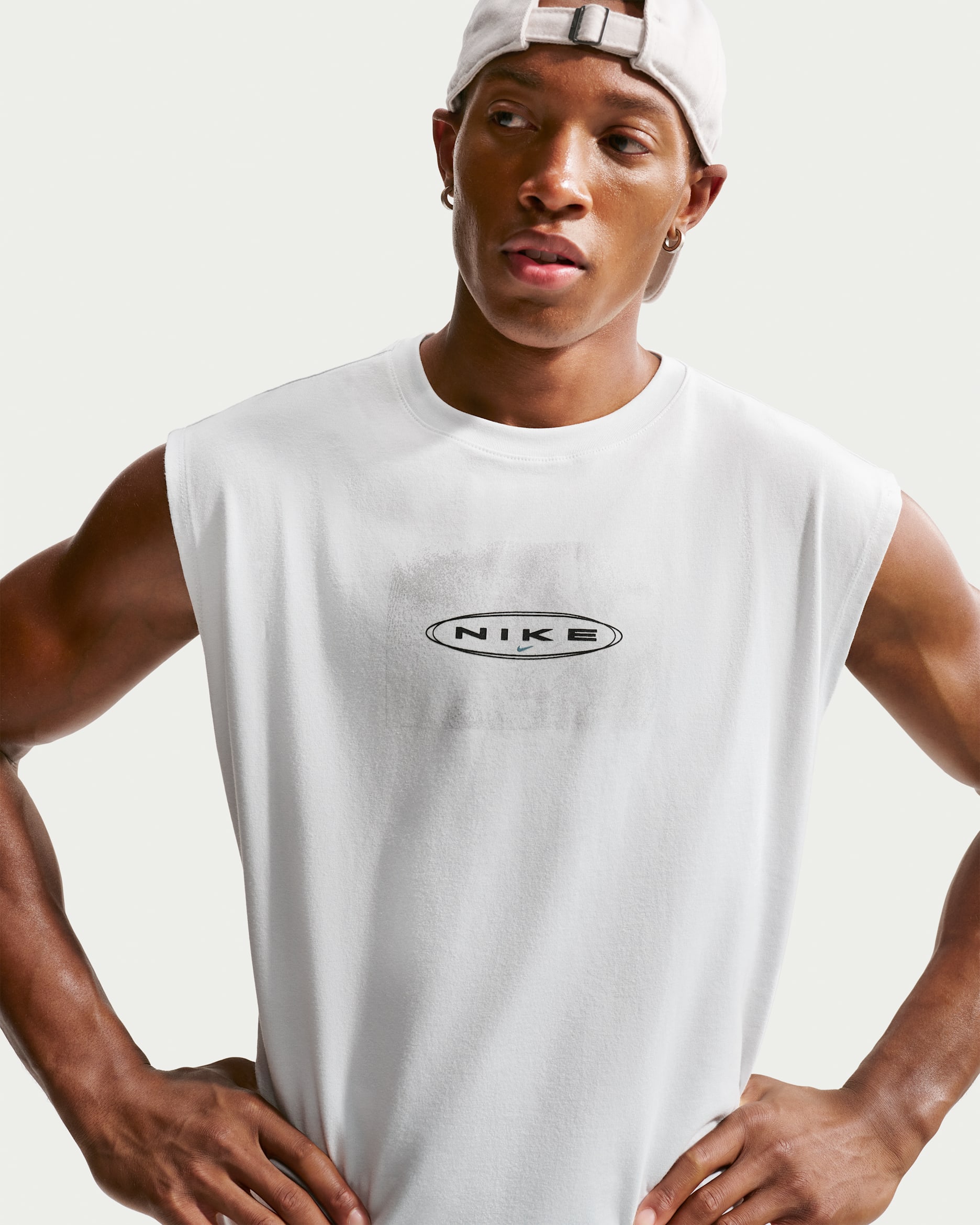 Nike Men's Loose Sleeveless Running T-Shirt - Off White