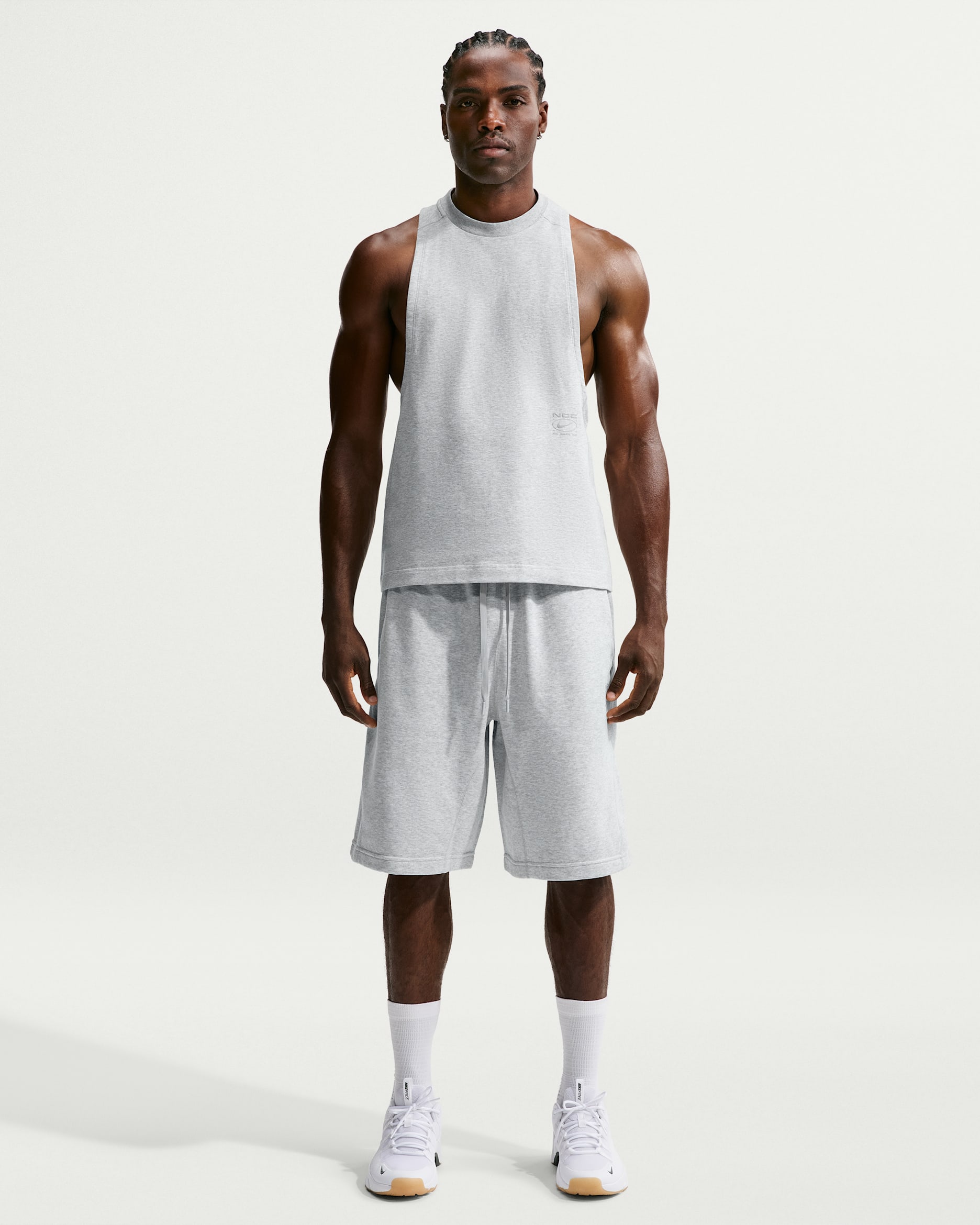 Nike N.A.C. Men's Dri-FIT Fleece Training Shorts - Light Smoke Grey/Heather/Light Smoke Grey