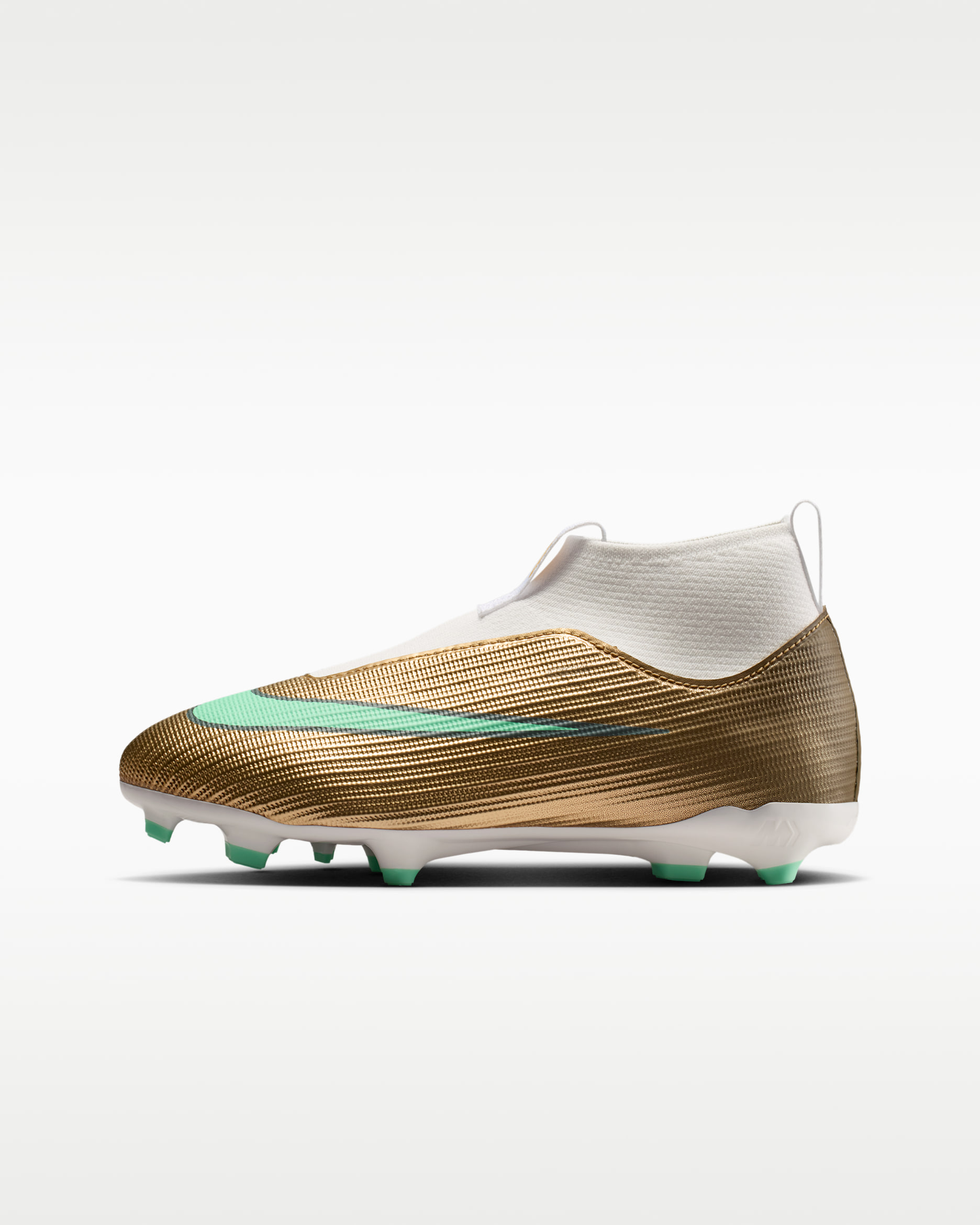 Nike Jr. Mercurial Superfly 11 Academy "Kylian Mbappé" Big Kids' Multi-Ground High-Top Soccer Cleats - Metallic Gold/Green Glow