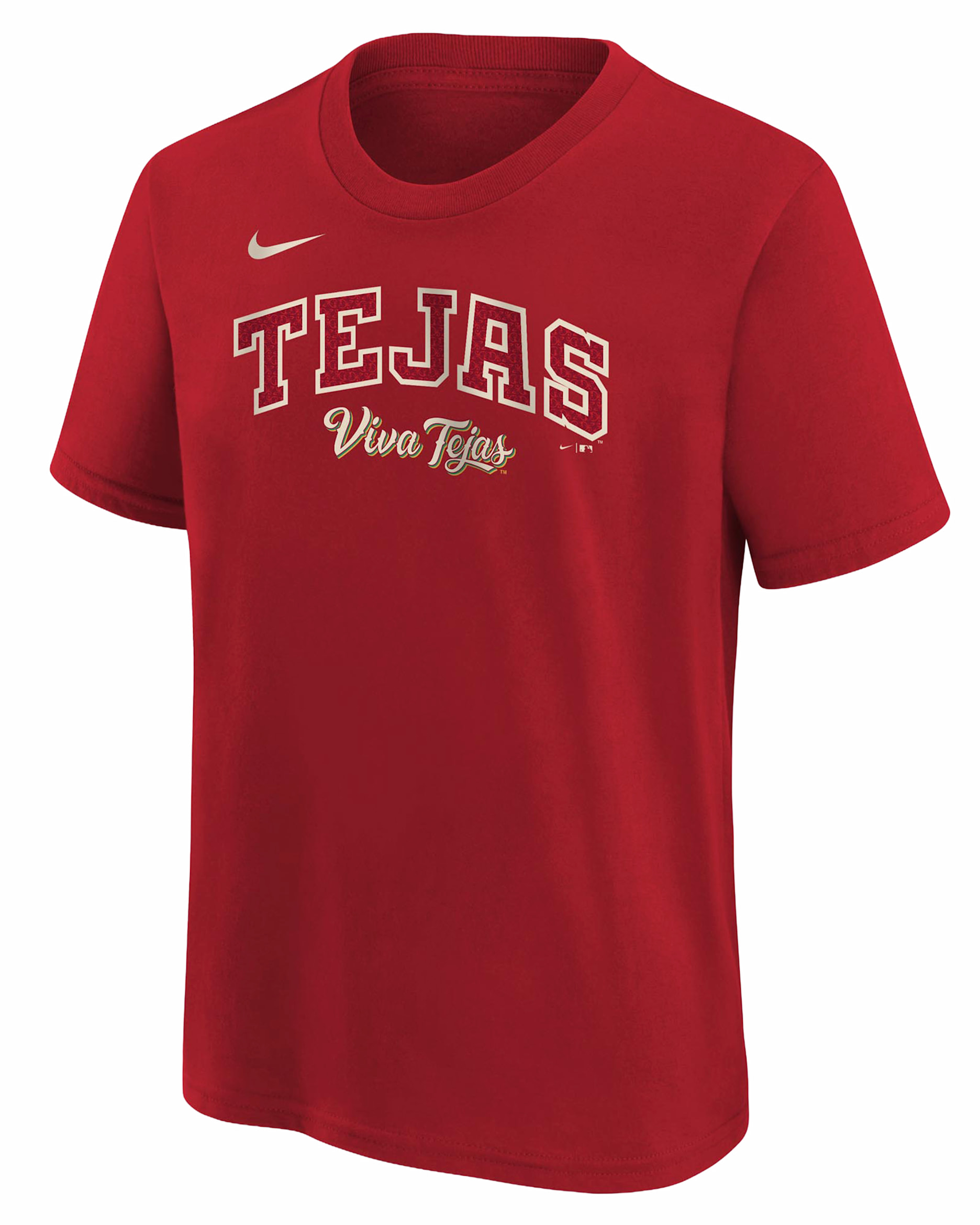 Playera Nike de la MLB para niños talla grande Texas Rangers City Connect Wordmark - Rojo
