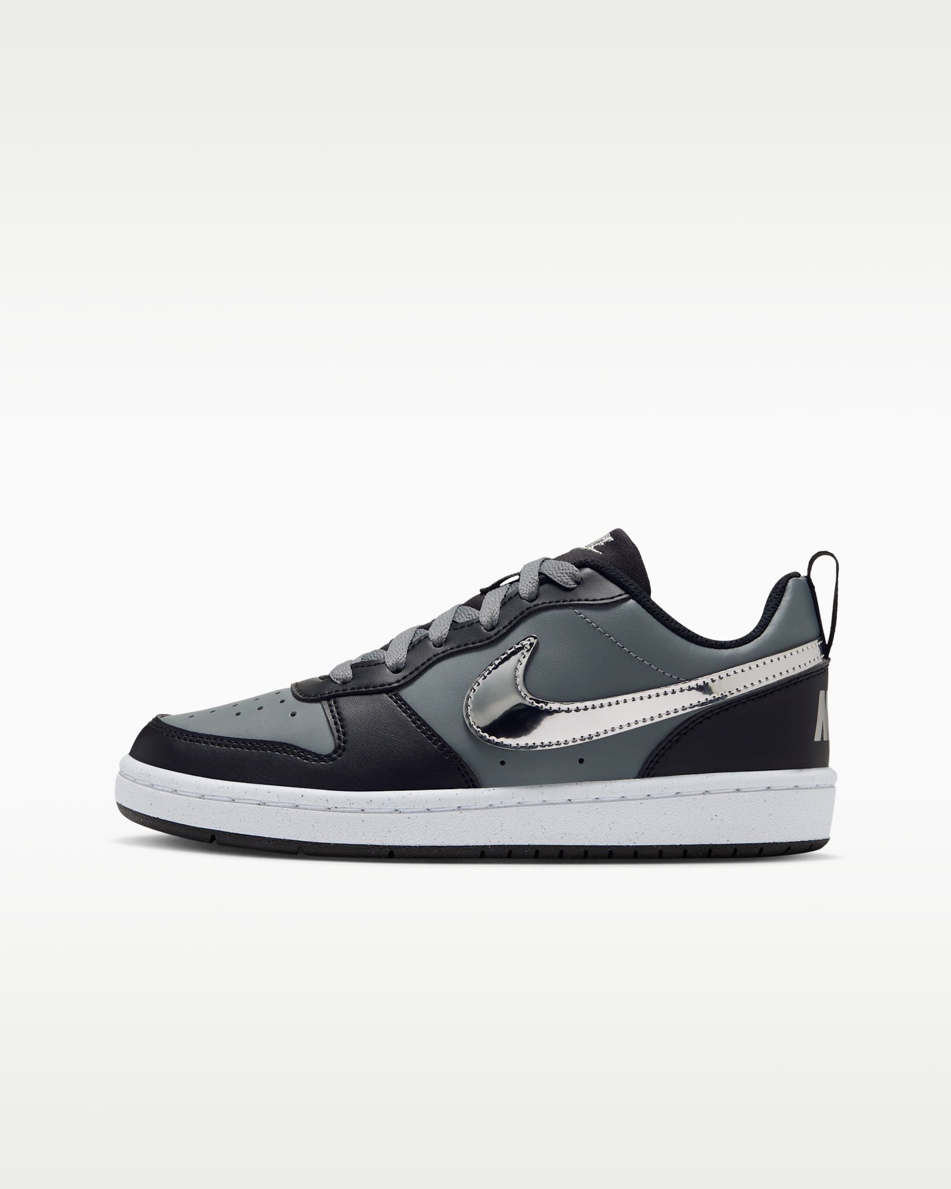 Tenis Nike para niños grandes Court Borough Low - Negro/Gris humo/Plata metalizado