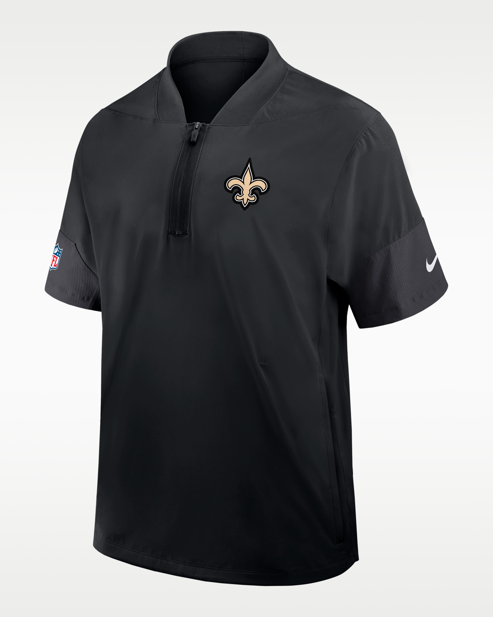 New Orleans Saints Sideline Coach Men's Nike NFL 1/2-Zip Short-Sleeve Jacket - Black
