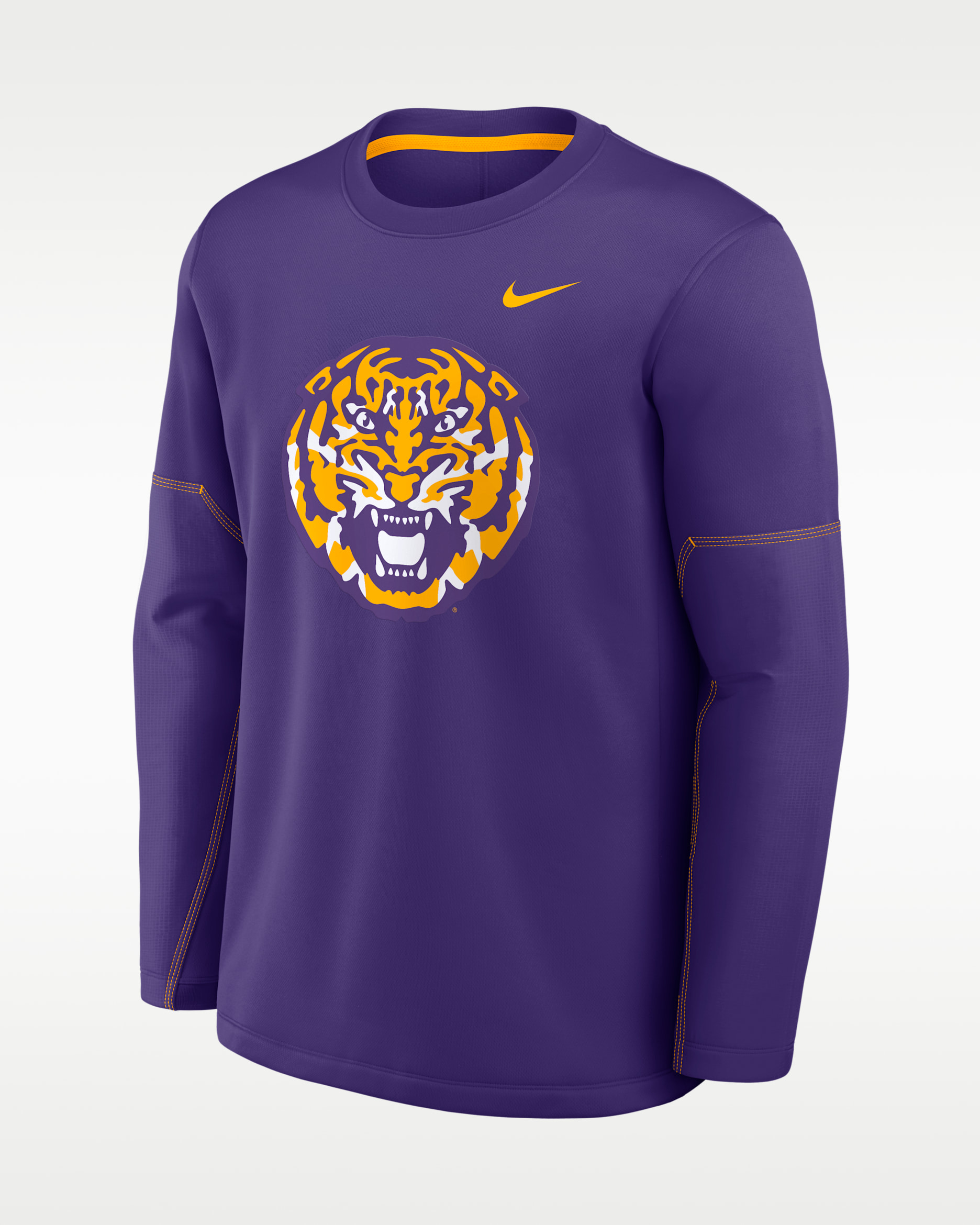 LSU Sideline Coaches Men's Nike Therma-FIT College Long-Sleeve T-Shirt - Court Purple/University Gold