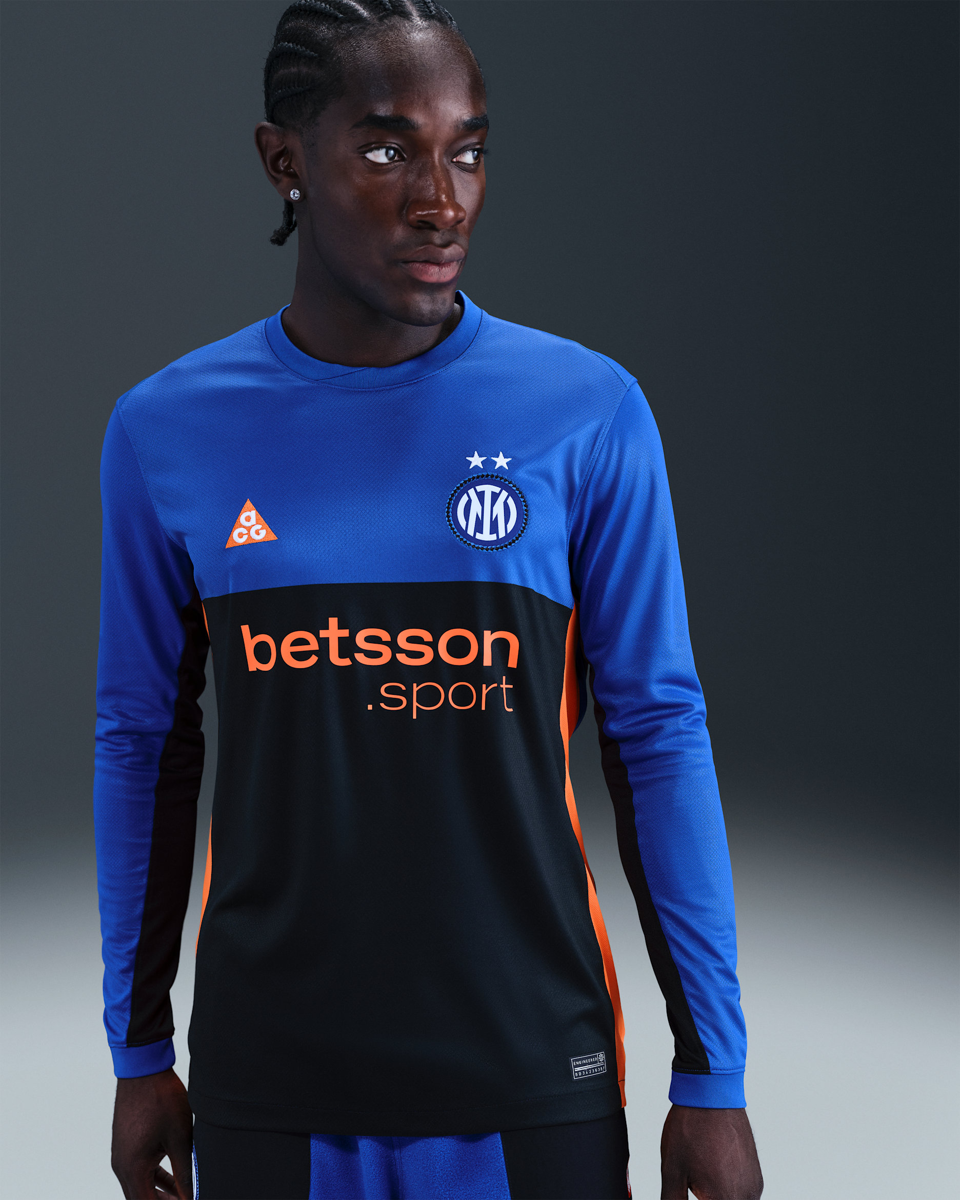 Långärmad fotbollströja Inter Milan 2026 Stadium SE Nike ACG Dri-FIT Replica för män - Hyper Blue/Svart/Safety Orange