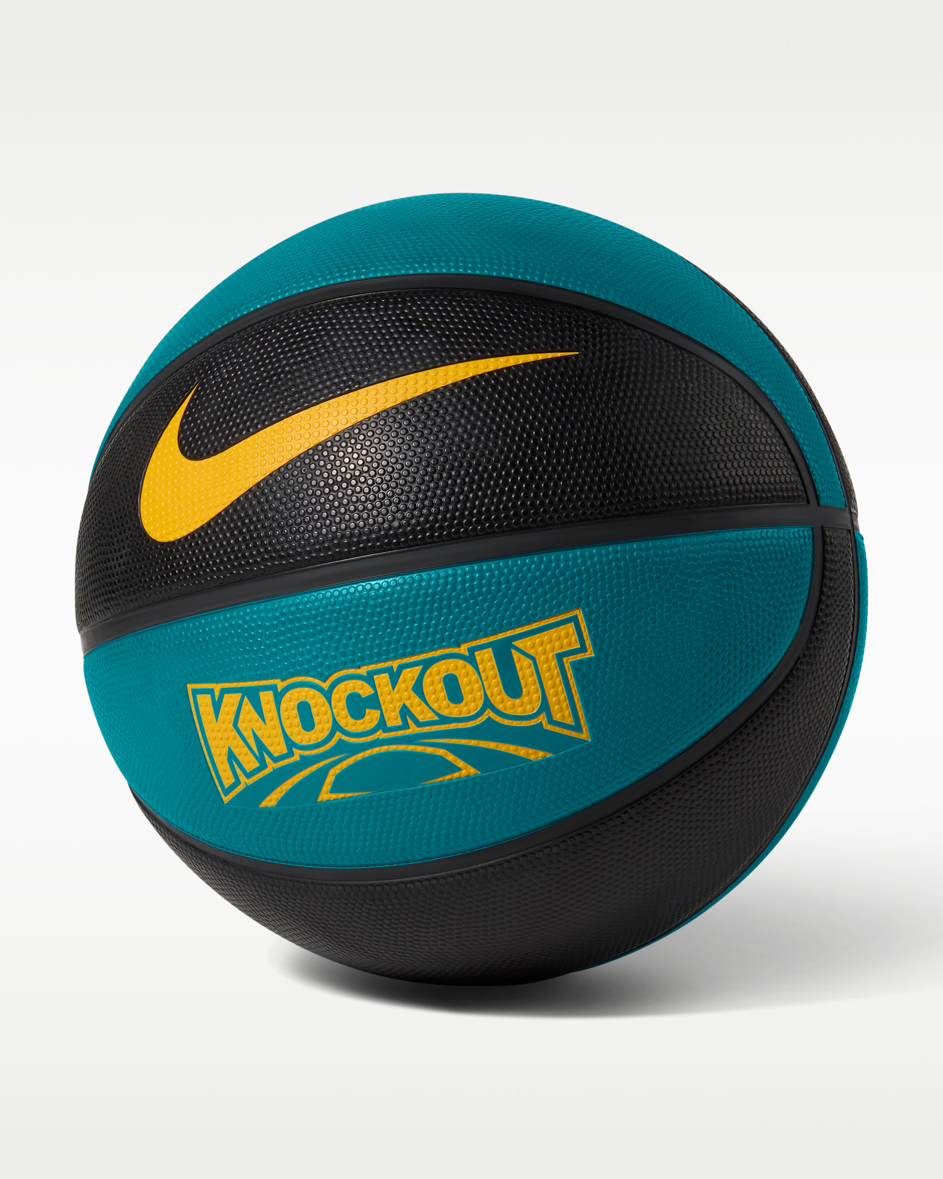 Balón de básquetbol para actividades al aire libre (desinflado) Nike Knockout - Negro/Verde abismo/Negro/Oro universitario