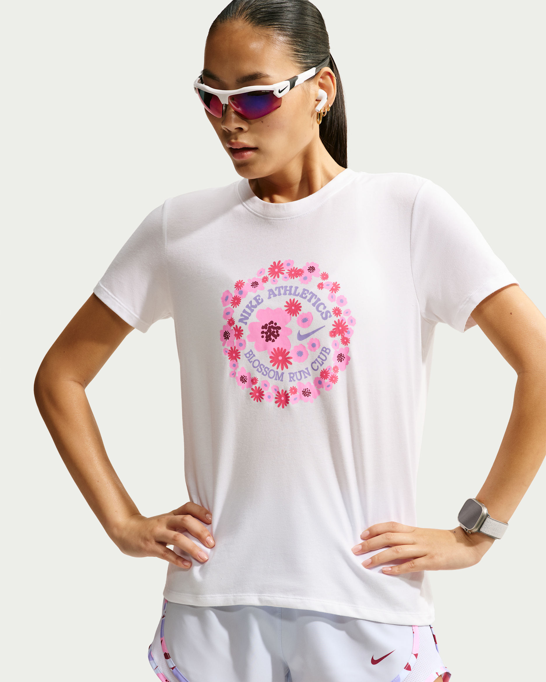 Playera de correr Dri-FIT para mujer Nike - Blanco