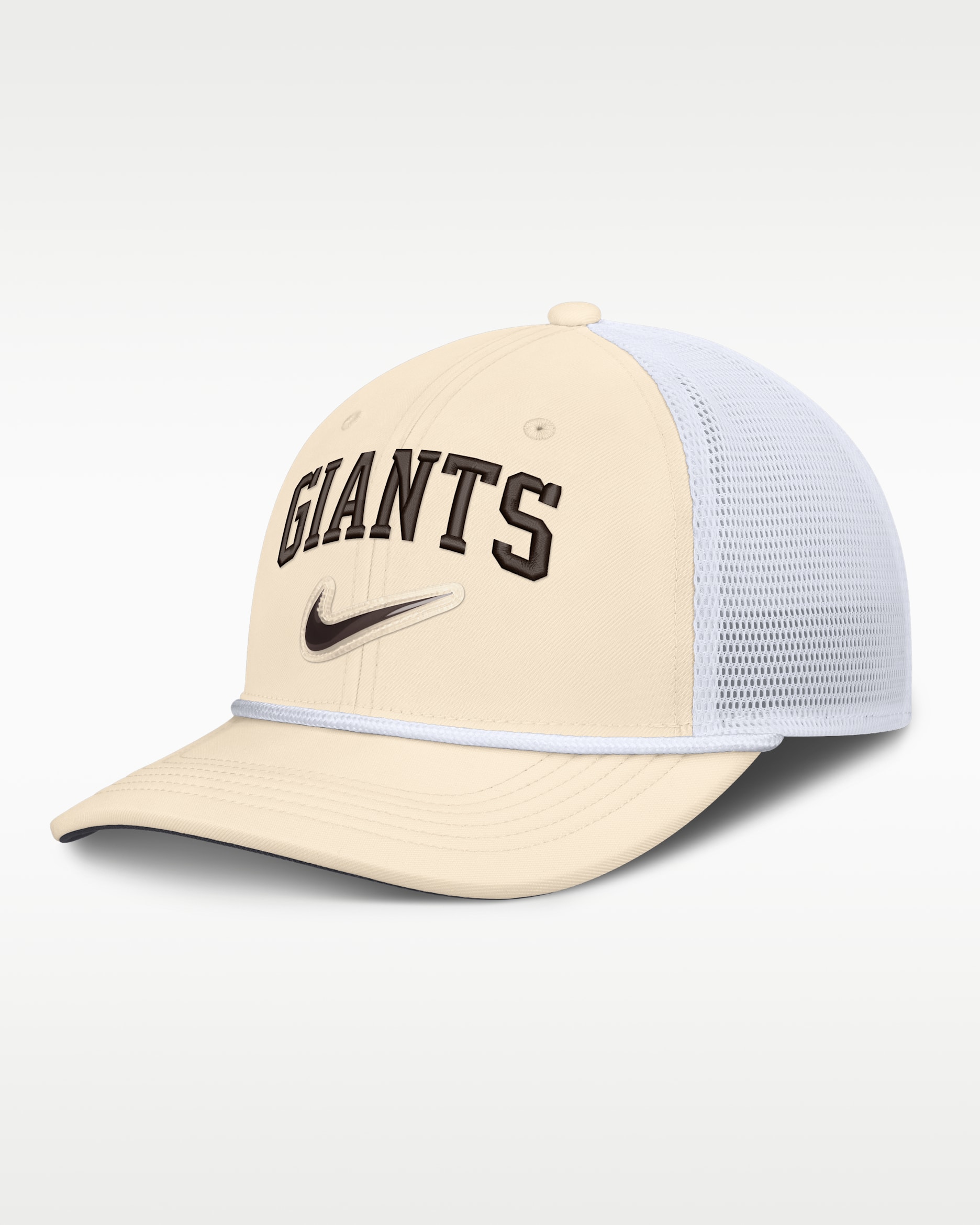 Gorra de rejilla Nike Dri-FIT de la MLB ajustable para hombre San Francisco Giants Rise - Natural/Blanco/Blanco
