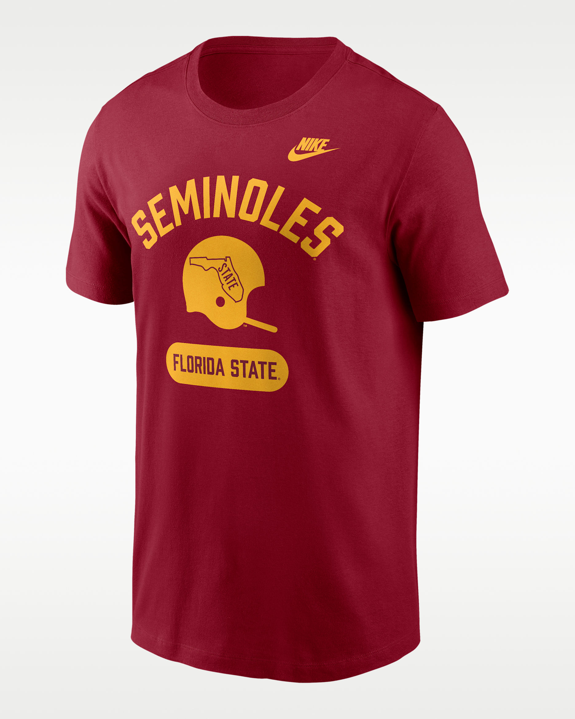 Playera universitaria Nike para hombre Florida State Legacy Arch Helmet - Carmesí