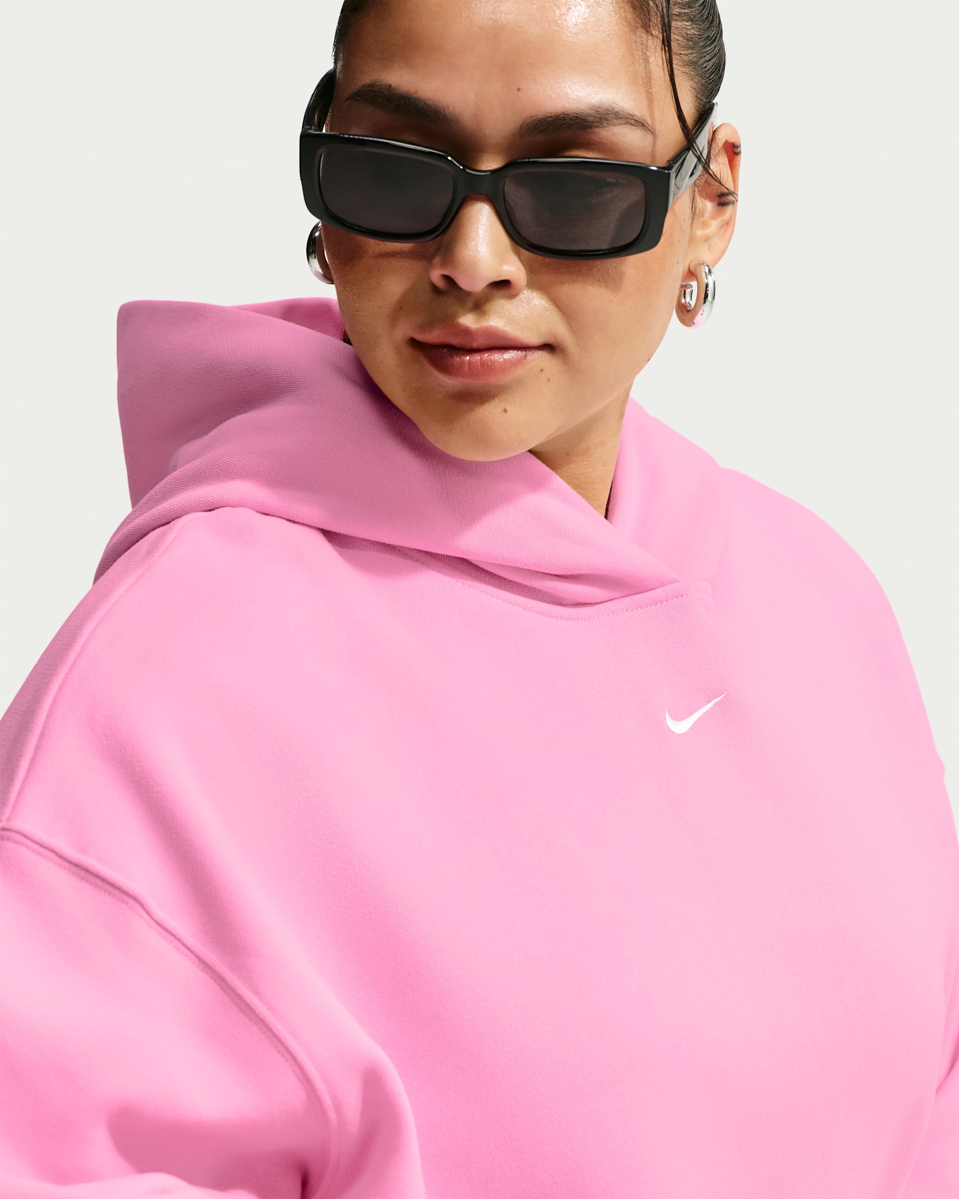 Nike Studio Fleece Medium Weight Women's Oversized Pullover Hoodie - Pink Rise/Sail