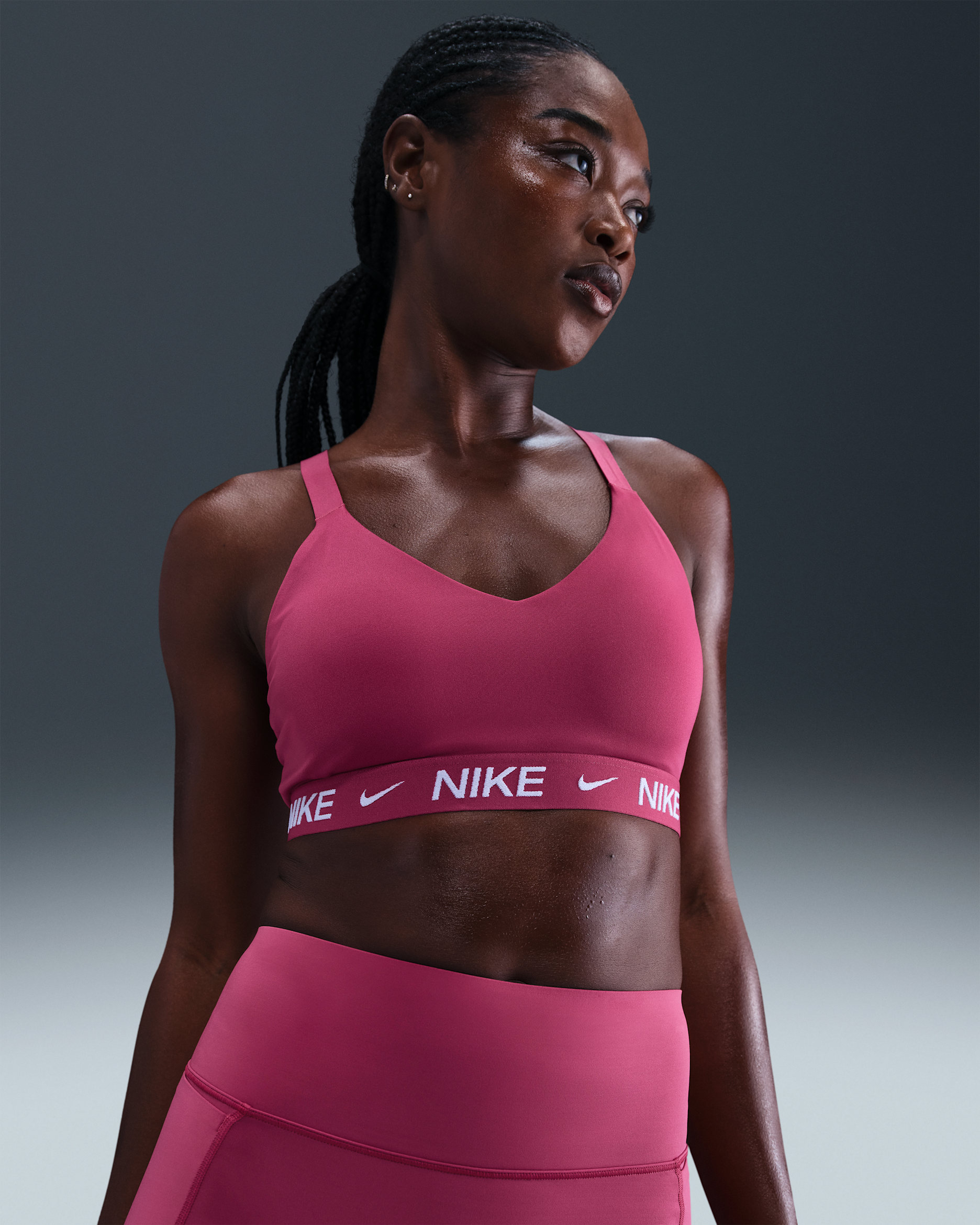 Nike Indy Medium-Support Women's Padded Adjustable Sports Bra - Sweet Beet