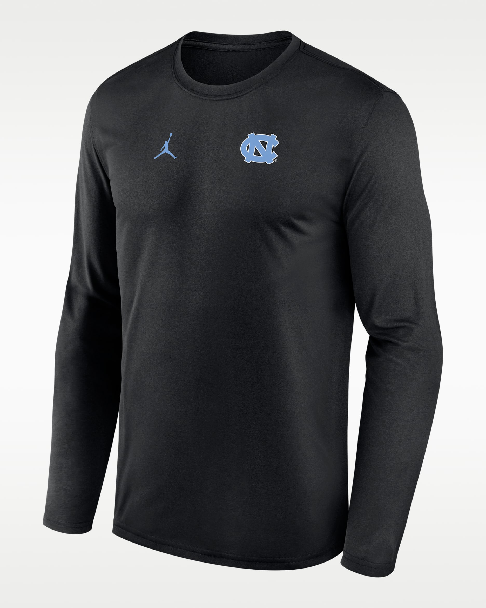Playera de manga larga universitaria marca Jordan Dri-FIT para hombre North Carolina Sideline Legend Small Logo - Negro