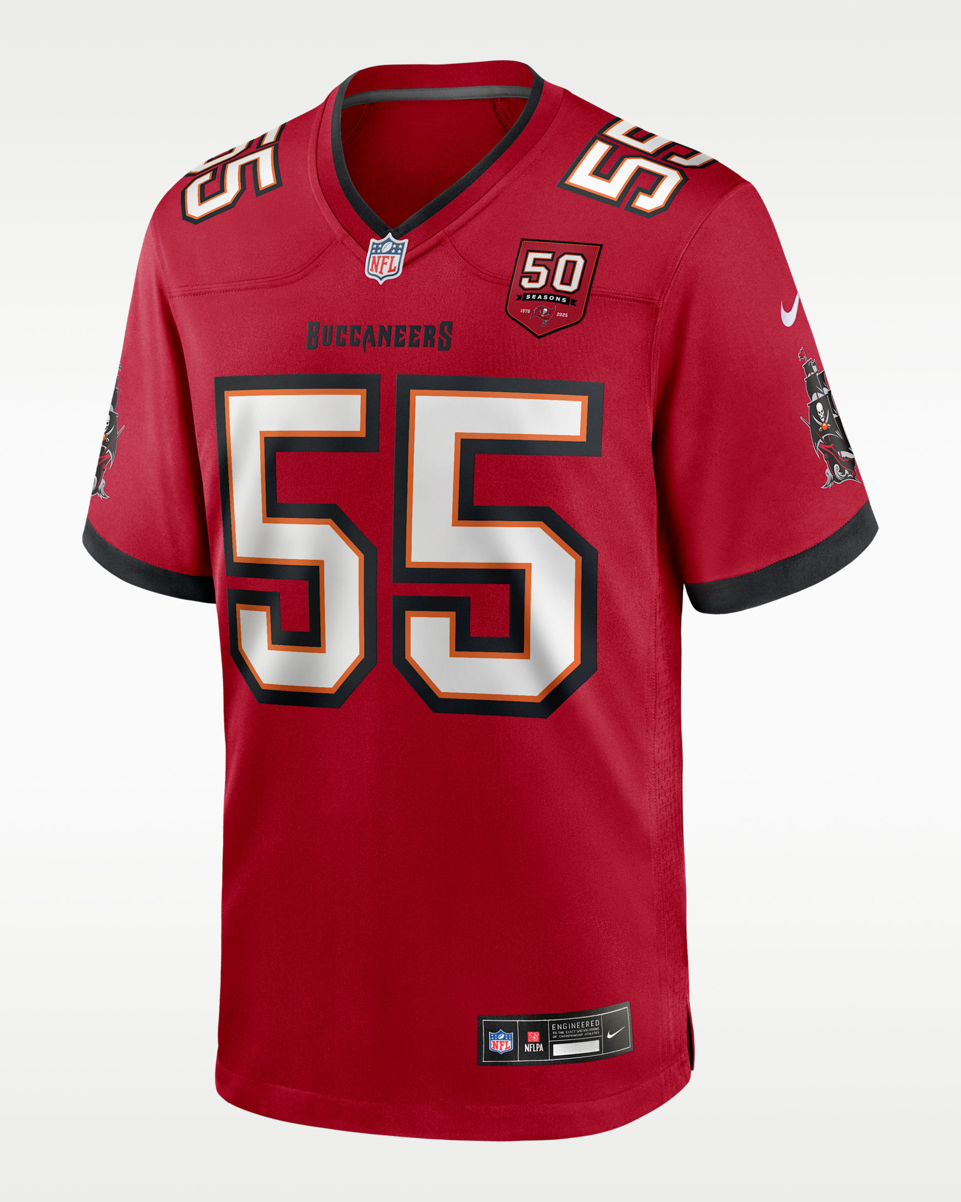 Jersey Nike de la NFL Game para hombre Derrick Brooks Tampa Bay Buccaneers 50th Anniversary - Rojo