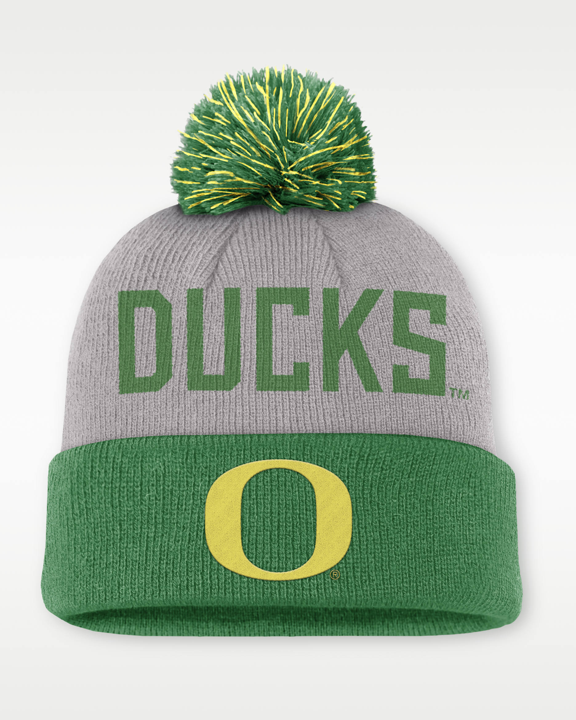 Oregon Primetime Peak Men's Nike College Cuffed Pom Beanie - Grey