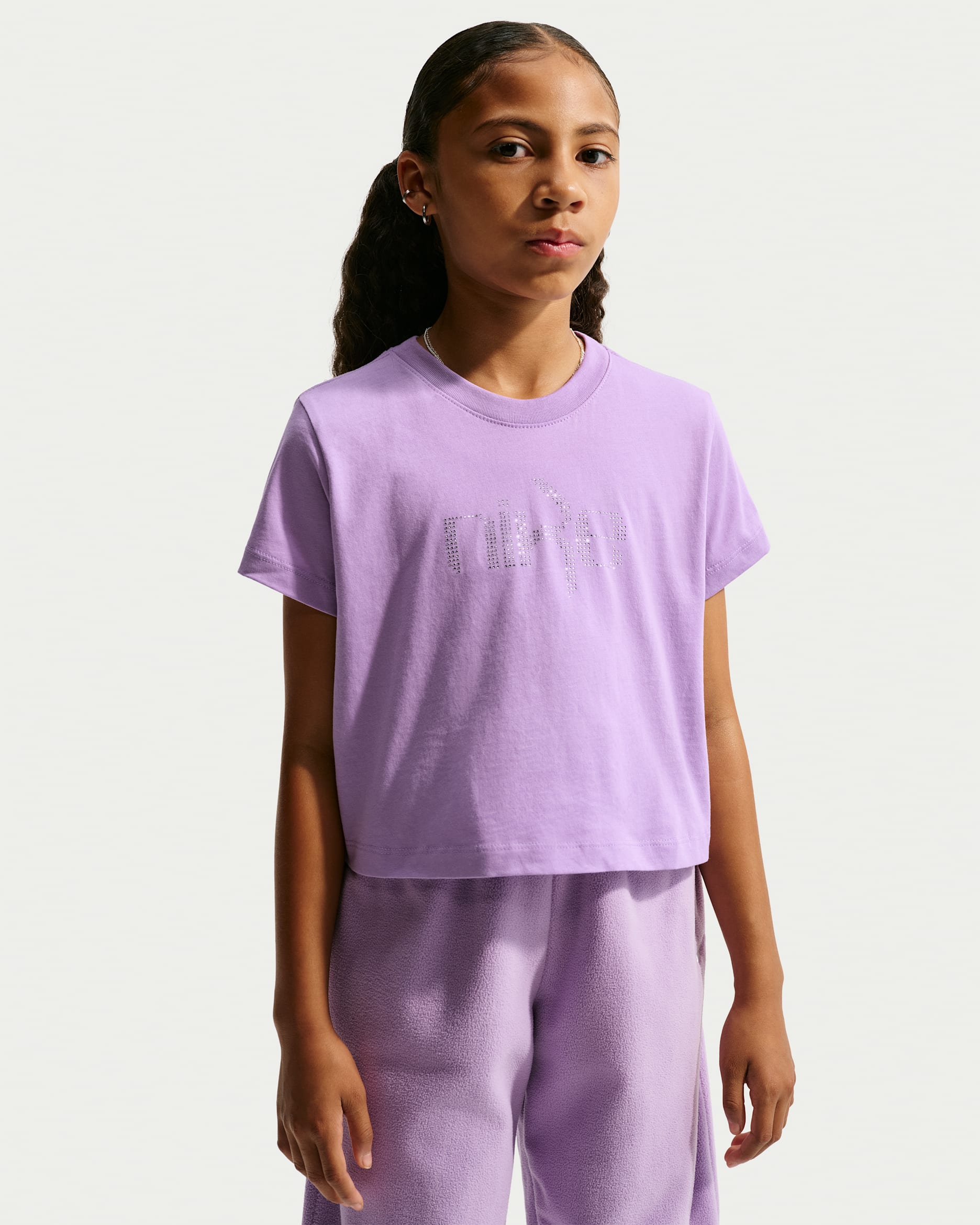 Nike Sportswear Older Kids' (Girls') Cropped T-Shirt - Violet Star