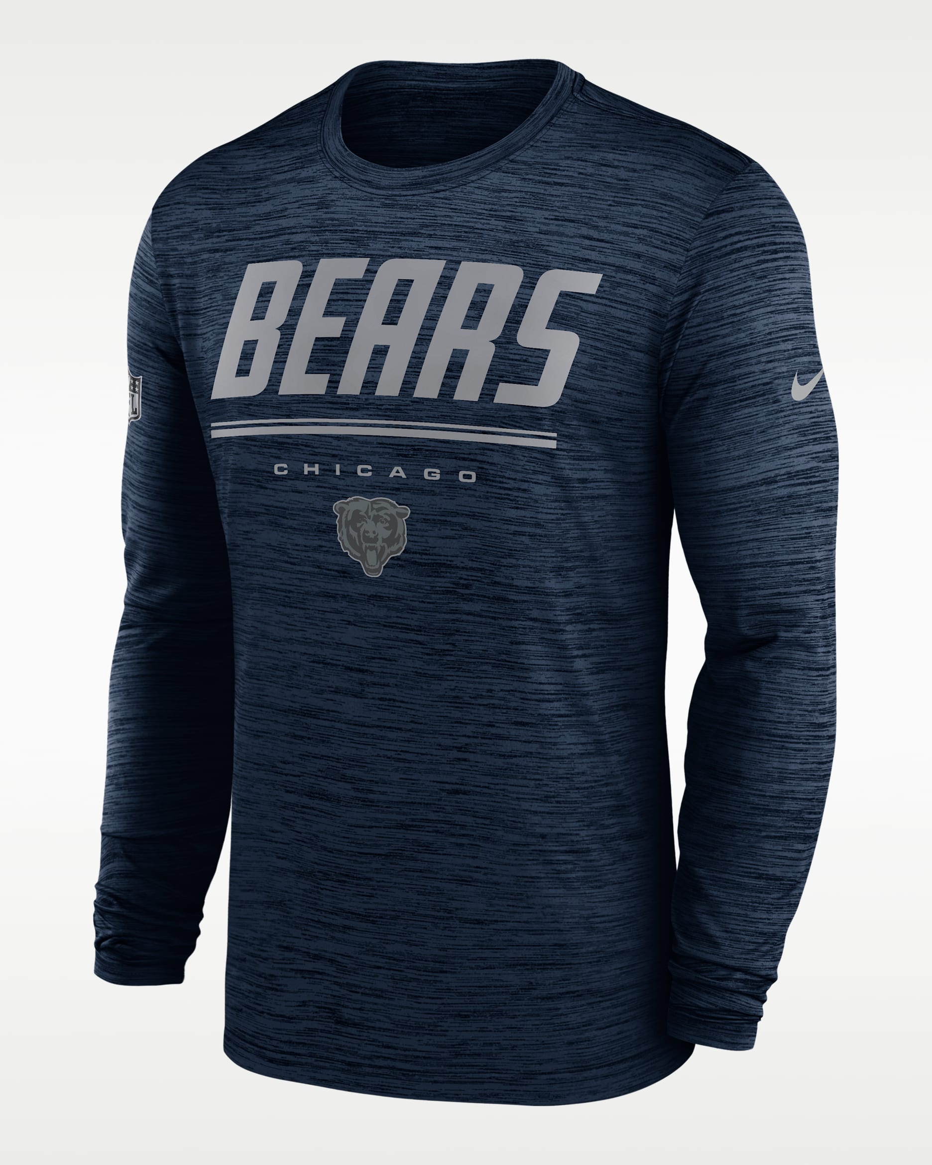 Chicago Bears Sideline Team Issue Velocity Men's Nike Dri-FIT NFL Long-Sleeve T-Shirt - Navy