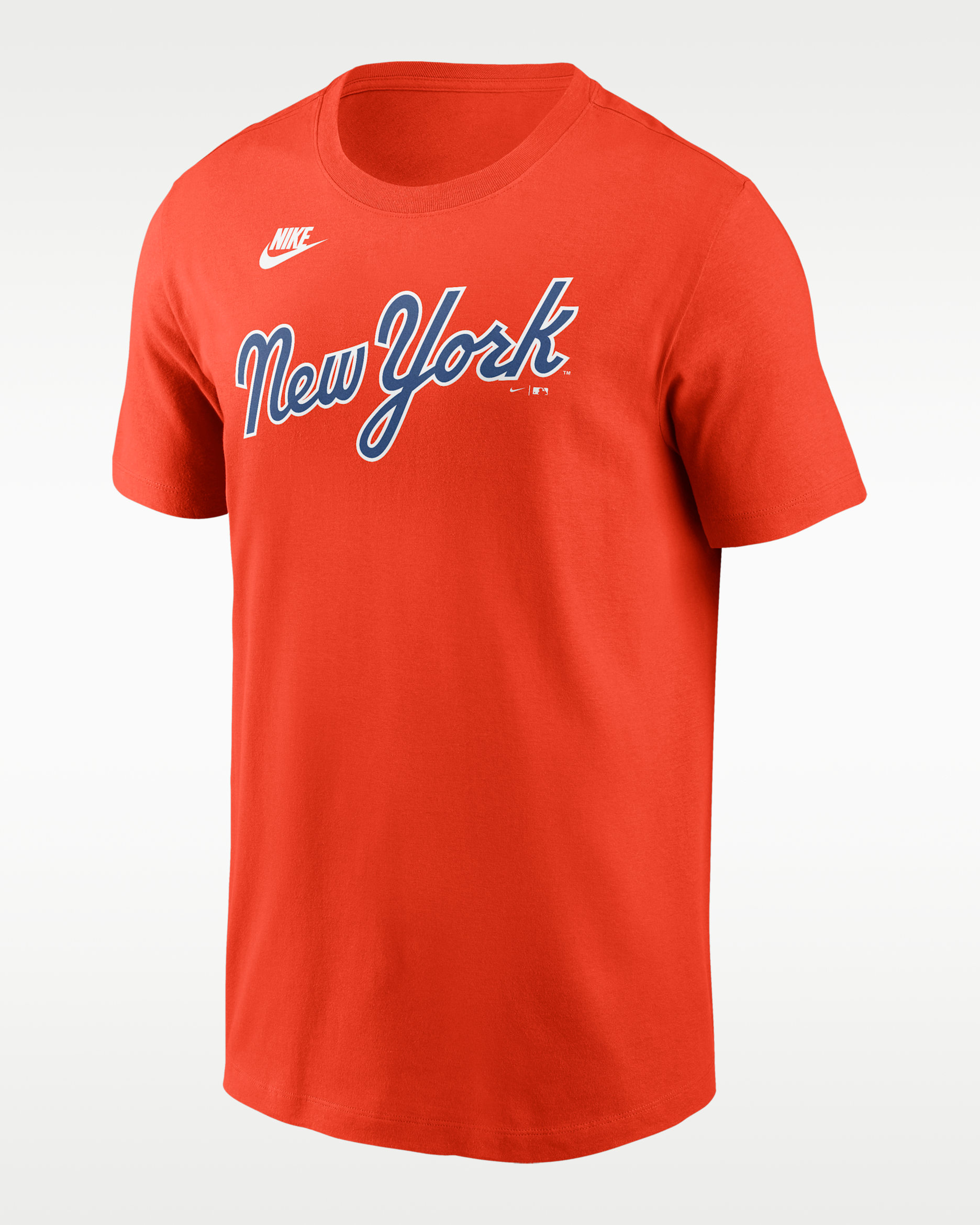 Playera Nike de la MLB para hombre New York Mets Cooperstown Wordmark - Naranja team