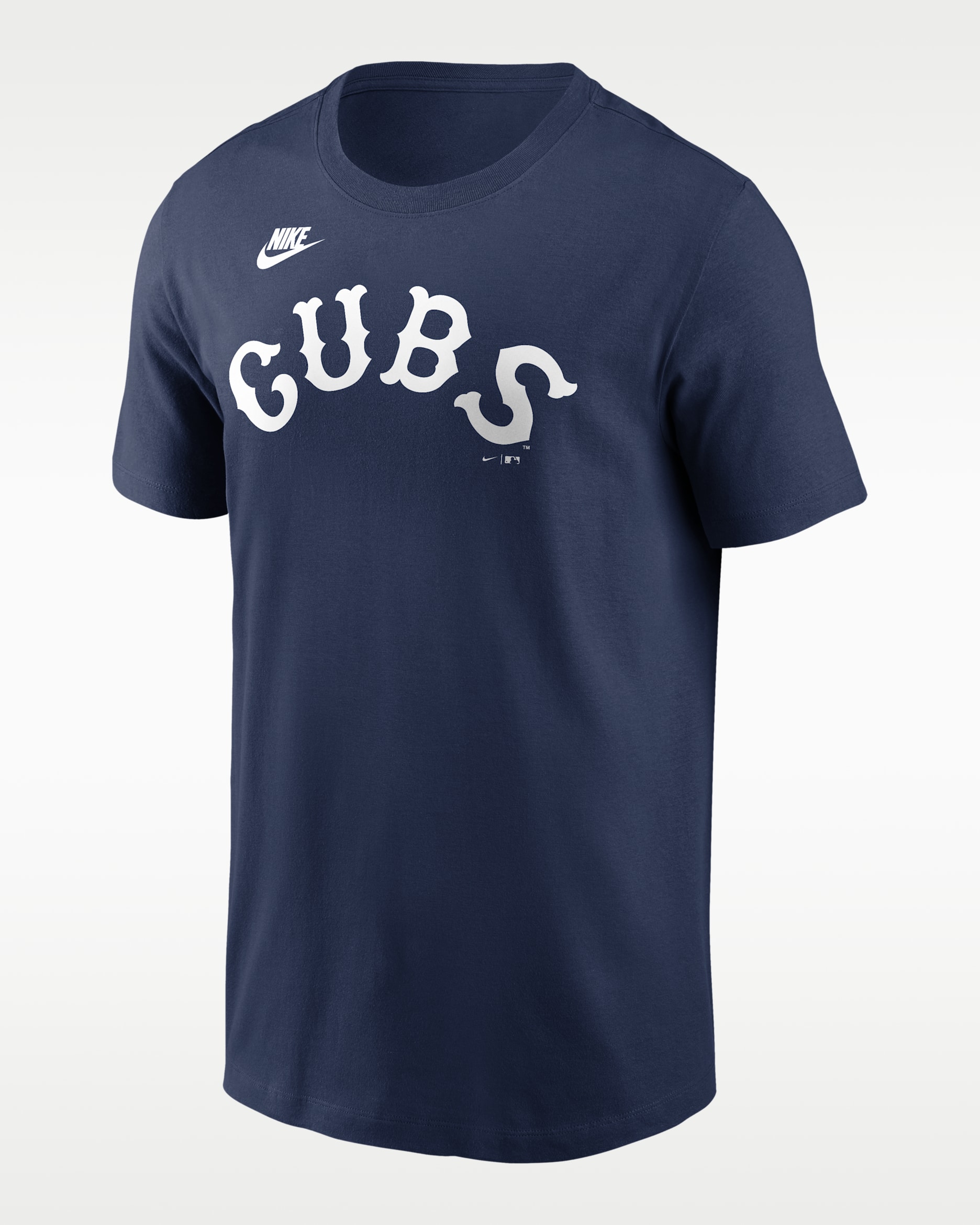 Playera Nike de la MLB para hombre Chicago Cubs Cooperstown Wordmark - Azul marino medianoche