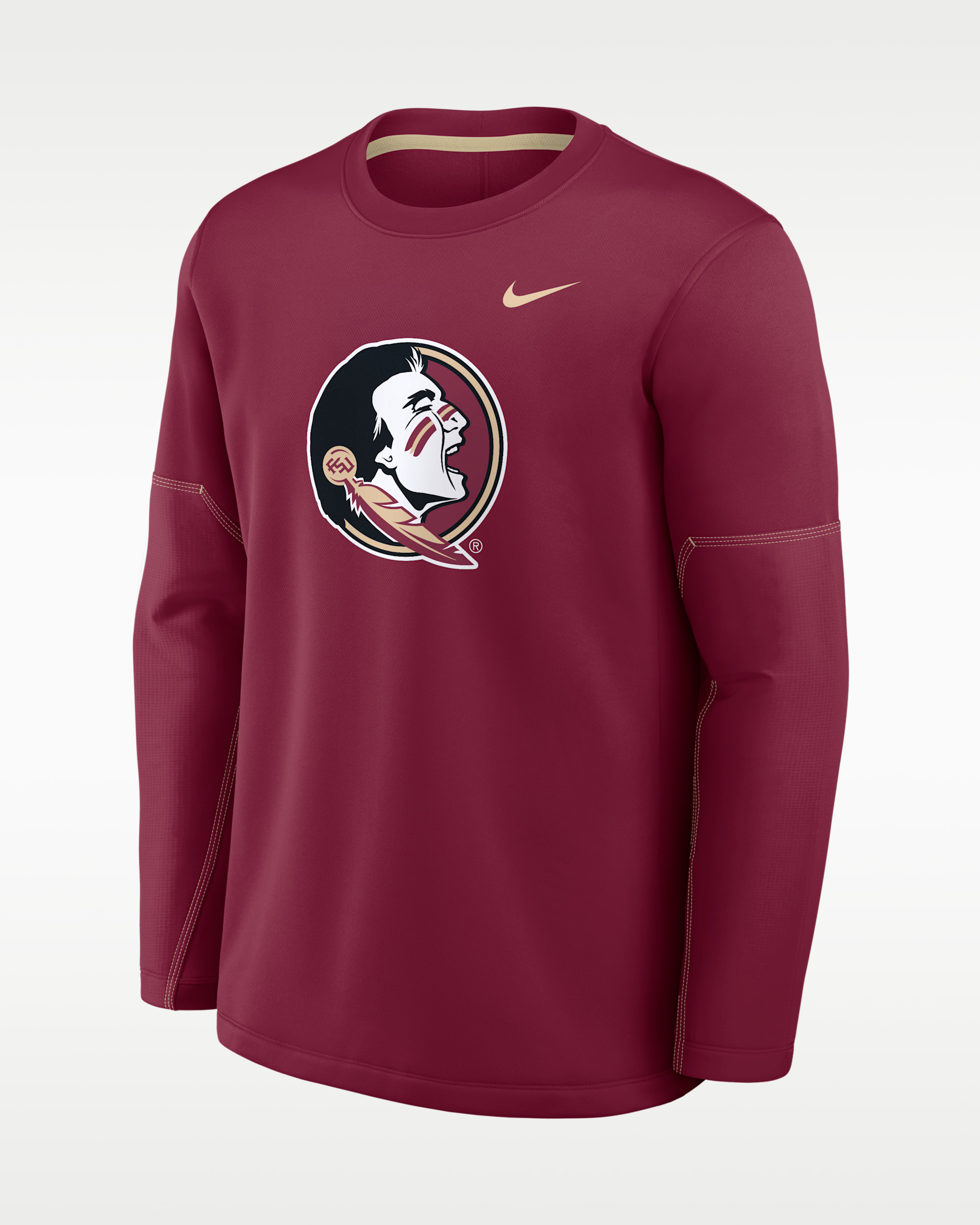Florida State Sideline Coaches Men's Nike Therma-FIT College Long-Sleeve T-Shirt - Team Maroon/Team Gold