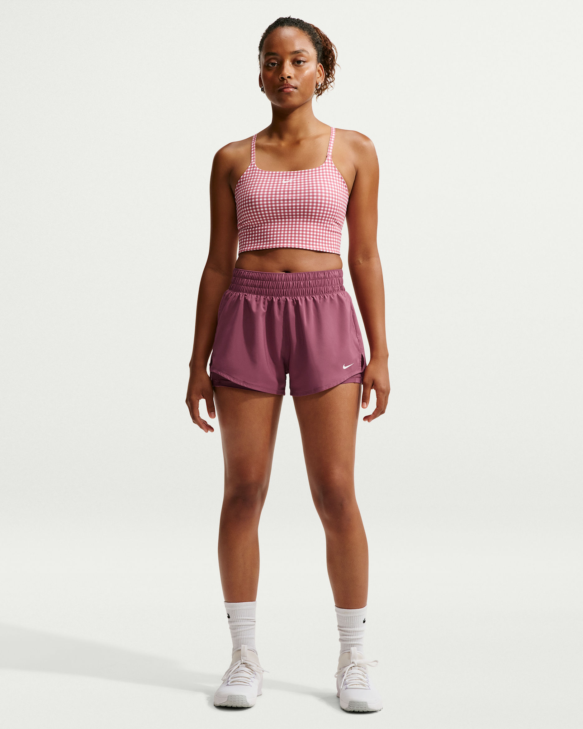 Shorts Dri-FIT 2 in 1 a vita media 8 cm Nike One – Donna - Pink Smoke/Bianco