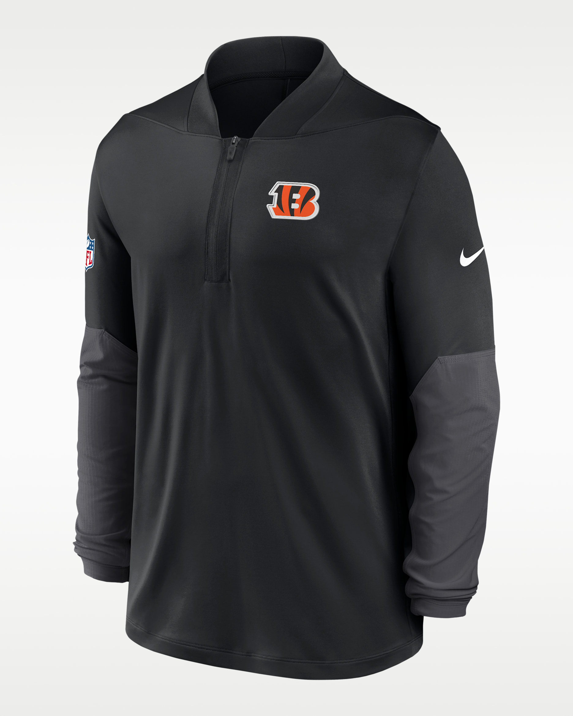 Cincinnati Bengals Feel The Pressure Men's Nike Dri-FIT NFL 1/2-Zip Top - Black