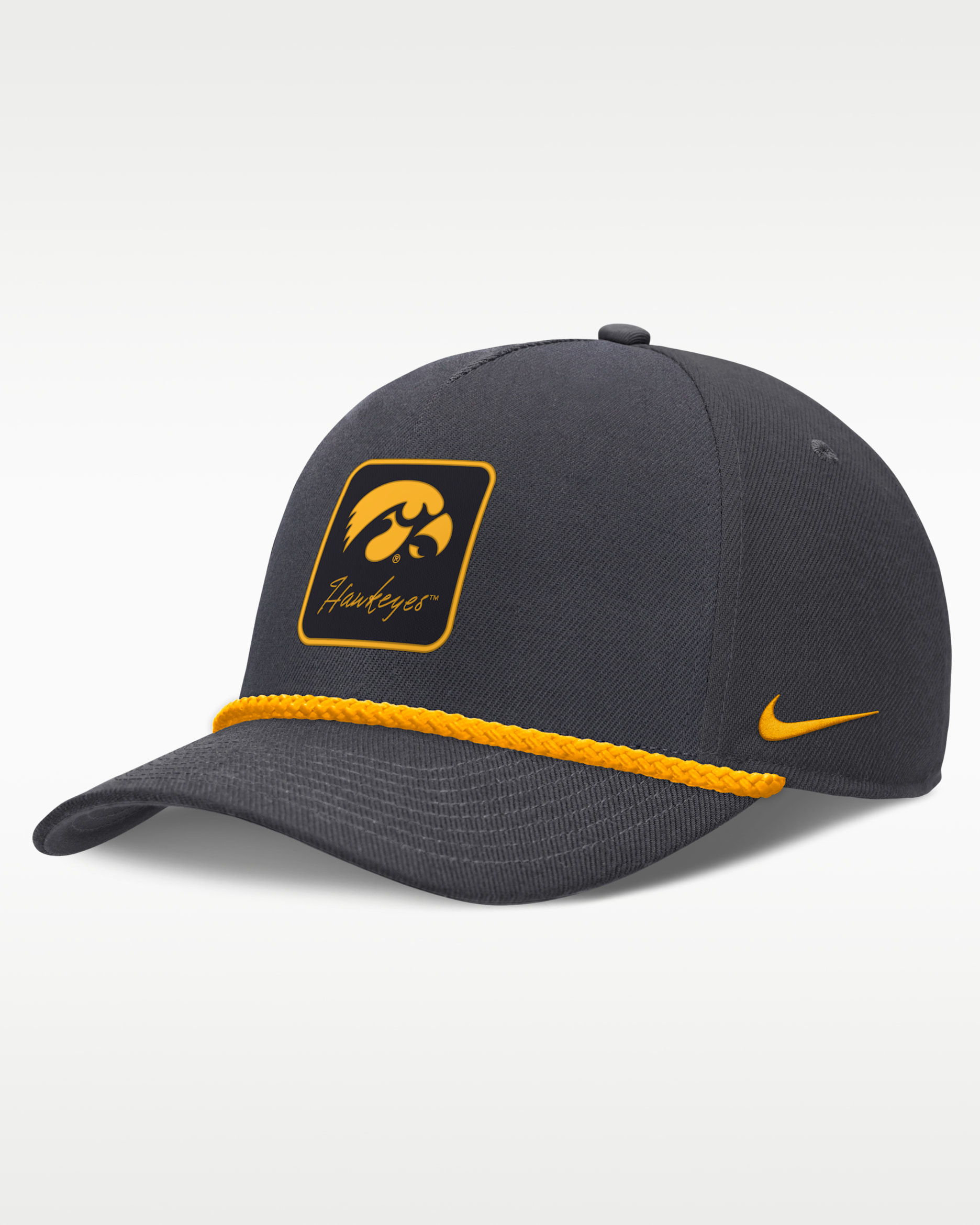 Iowa Legacy Letter Rise Men's Nike Dri-FIT College A-Frame Adjustable Hat - Anthracite
