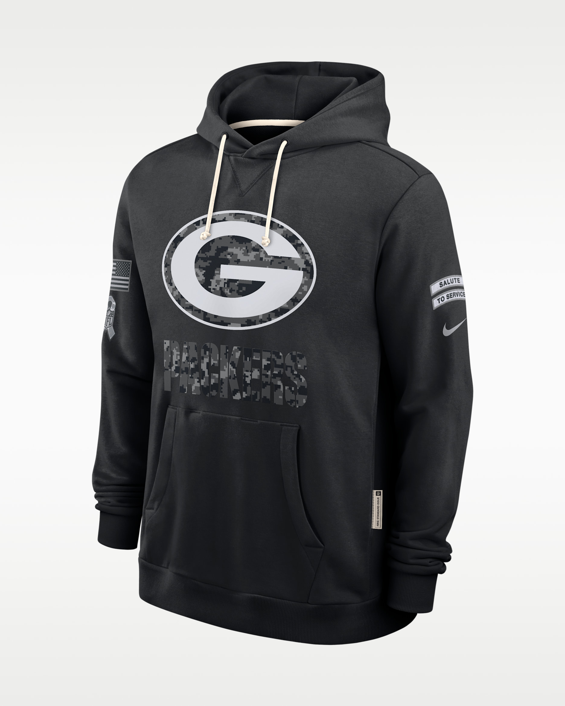 Green Bay Packers Salute to Service Sideline Men's Nike Dri-FIT NFL Pullover Hoodie - Black