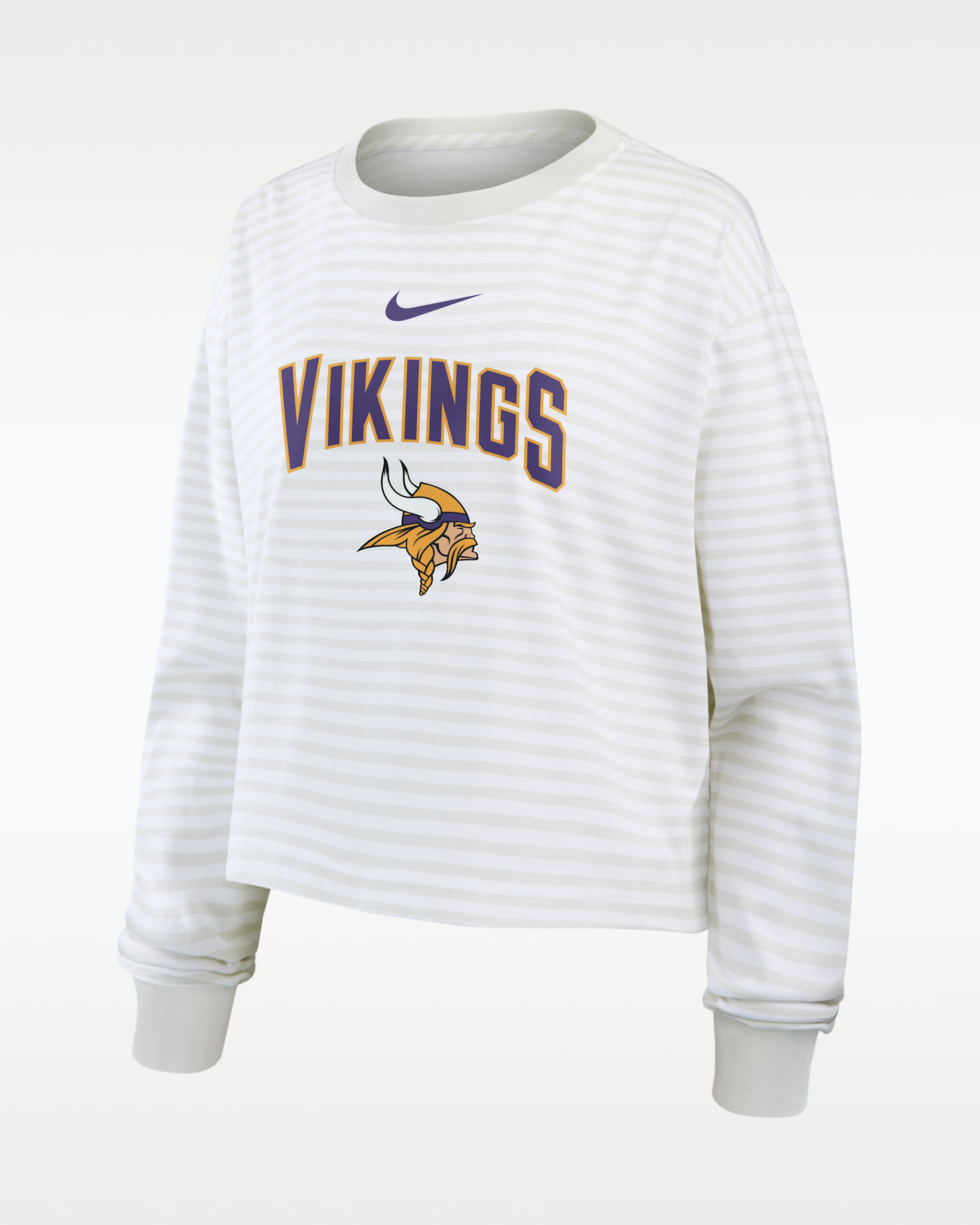 Minnesota Vikings Primetime Women's Nike Cropped Long-Sleeve T-Shirt - White/Grey